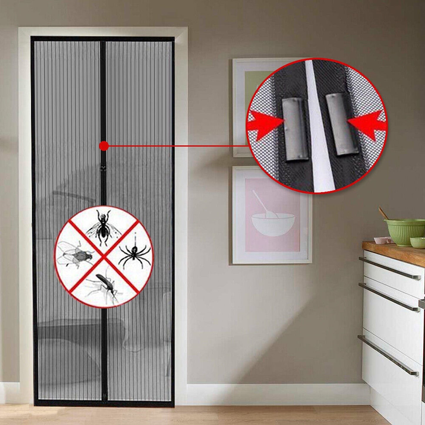 Hands-Free Magnetic Mesh Fly Screen Mosquito Bug Door Curtain