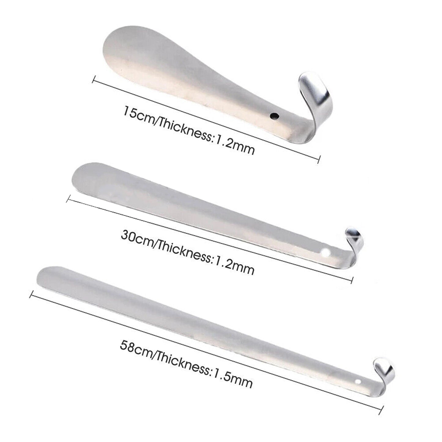 Stainless Shoehorn Handle Long Shoe Lifter Horn Tool 15/30/58/75cm