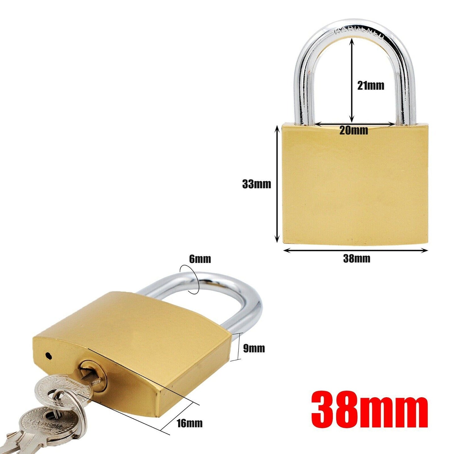 3pcs Triple Locking Levers Padlock with Hardened Steel Shackle