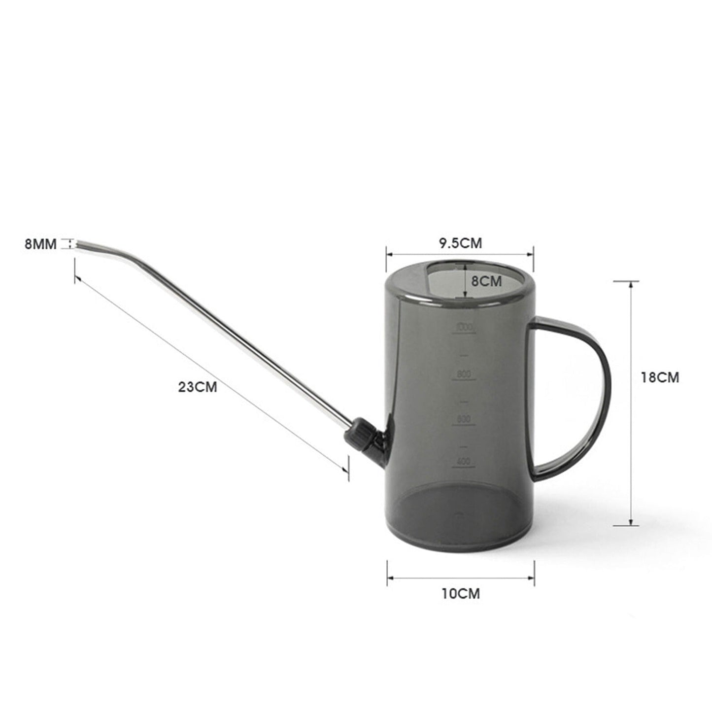 1L Indoor Outdoor Long Spout Watering Can Steel Plastic