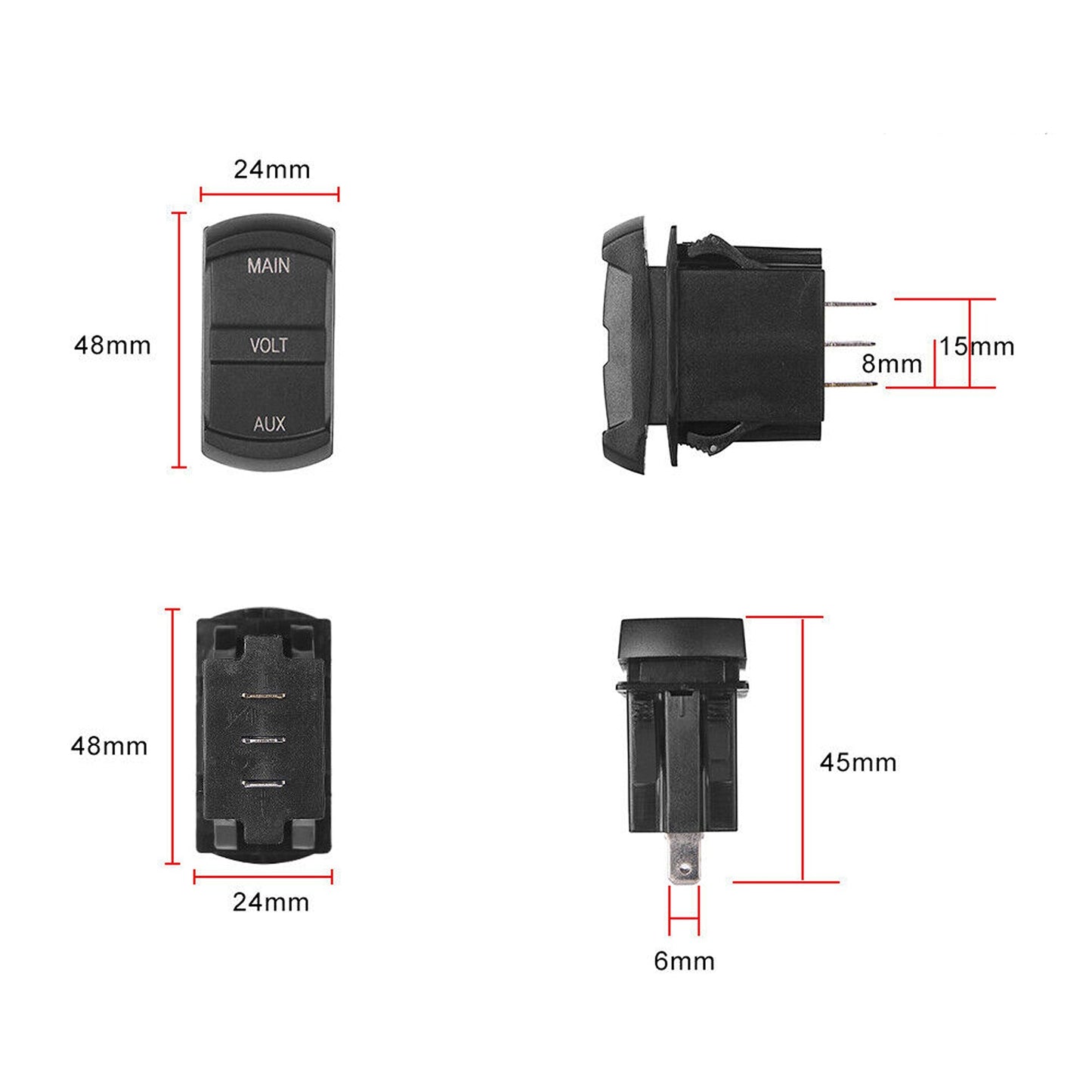 Dual Battery Volt Meter for Marine Vehicles LED Digital Display