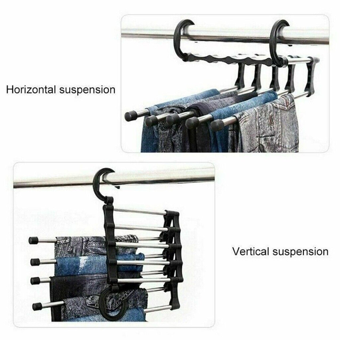 4pcs Stainless-Steel Multi-functional Pants Rack Magic Wardrobe Hanger