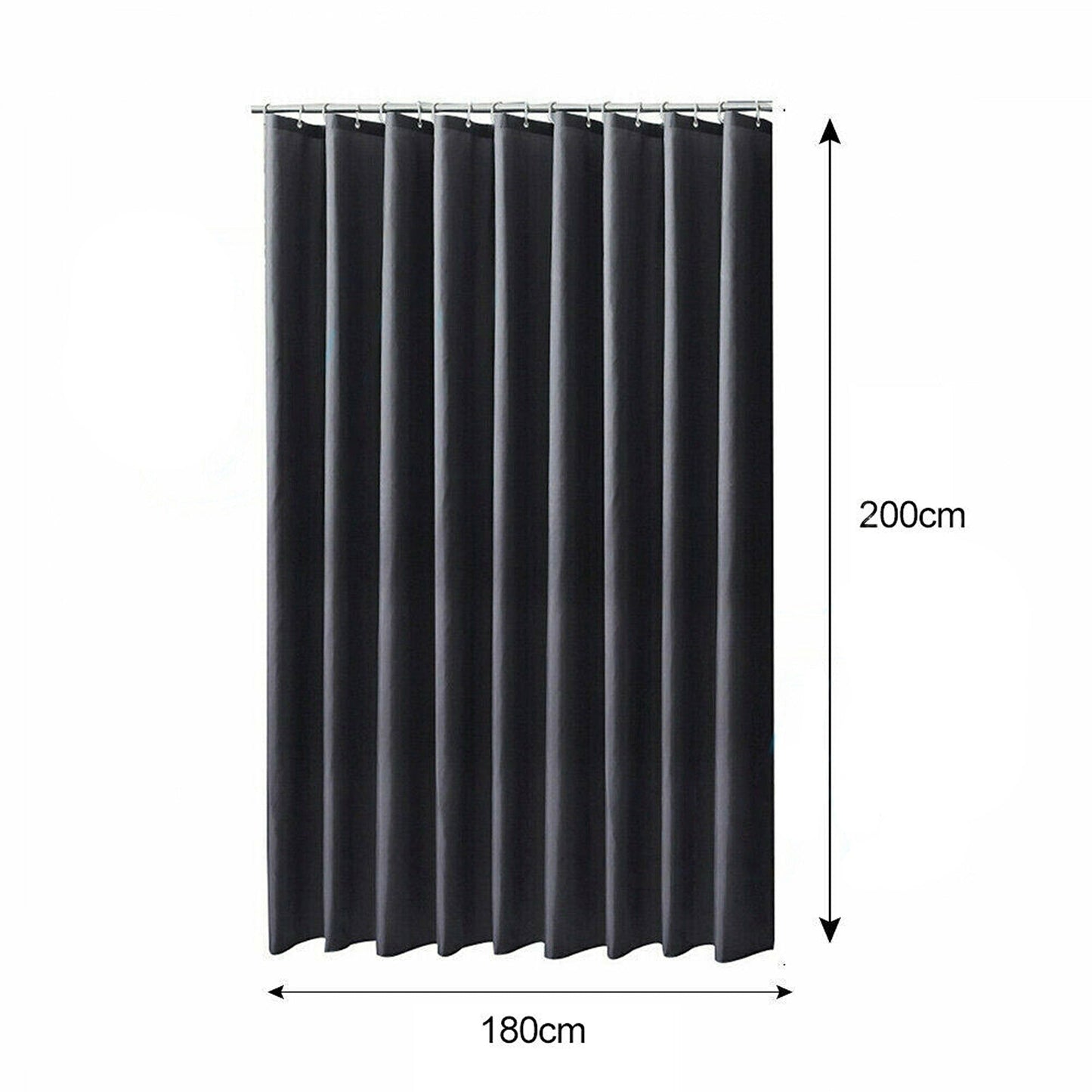 Waterproof Shower Curtain with Hooks and Weighted Hem 180x200cm