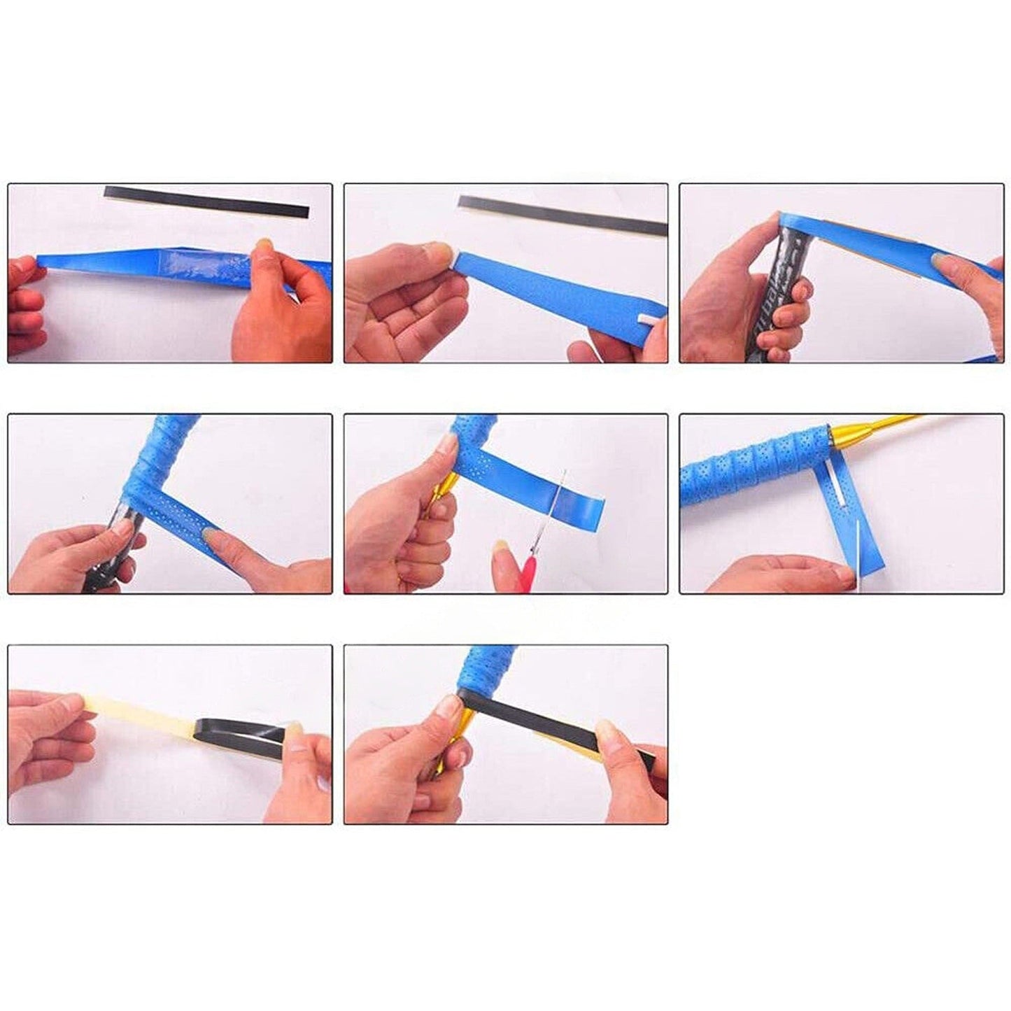 8pcs Anti-slip Sweatband Racket Grip Tape Tennis Badminton Squash