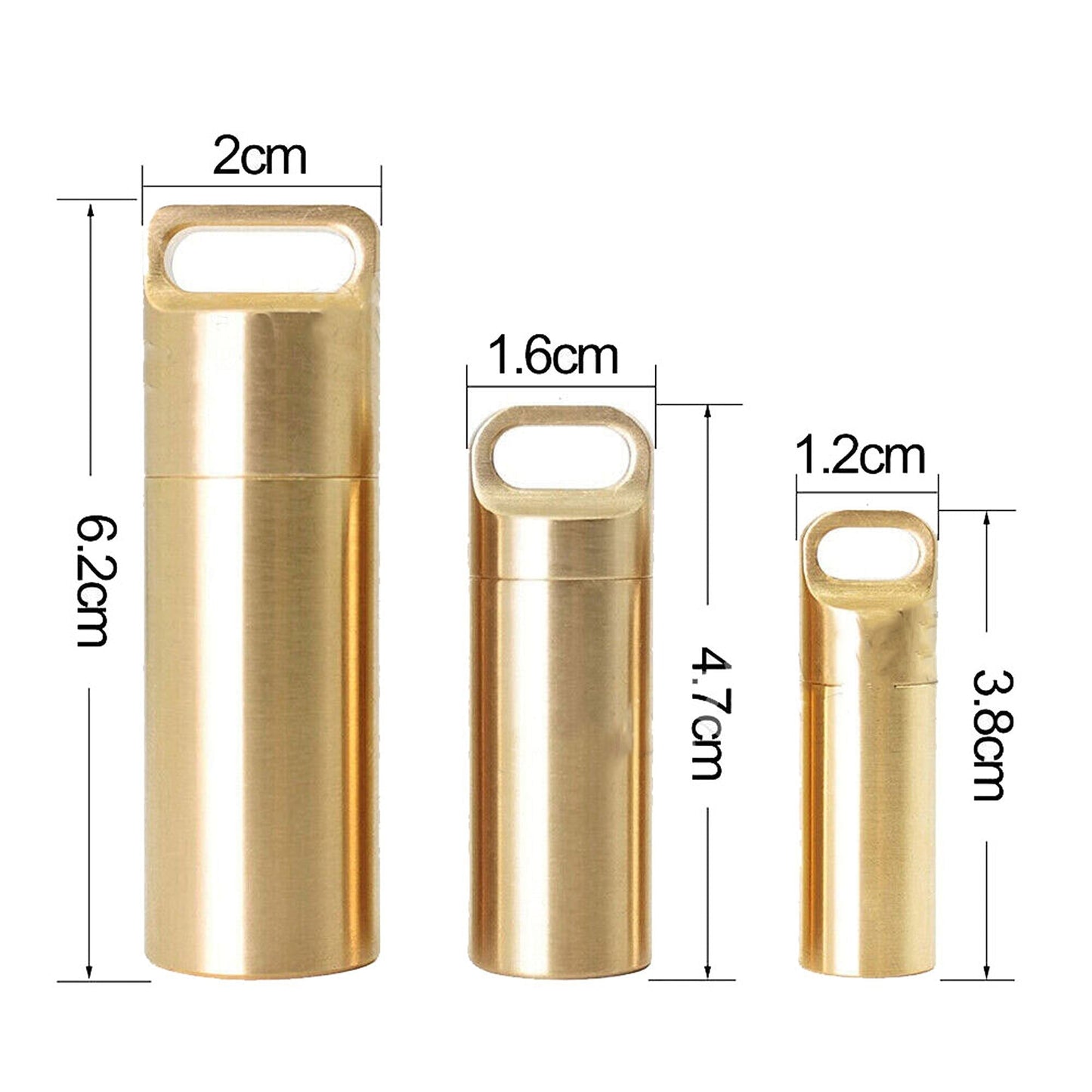 Brass Pill Container with Waterproof Case Keyring Holder