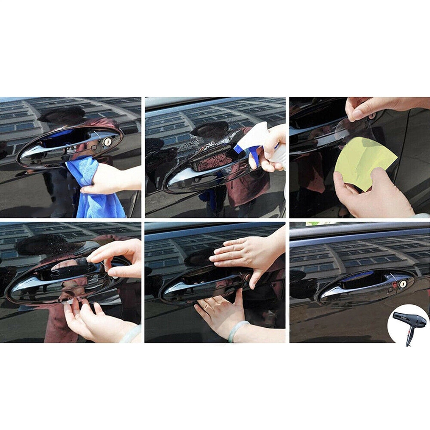 8pcs Transparent Scratch Protection Vinylfilm Car Door Handle Sticker