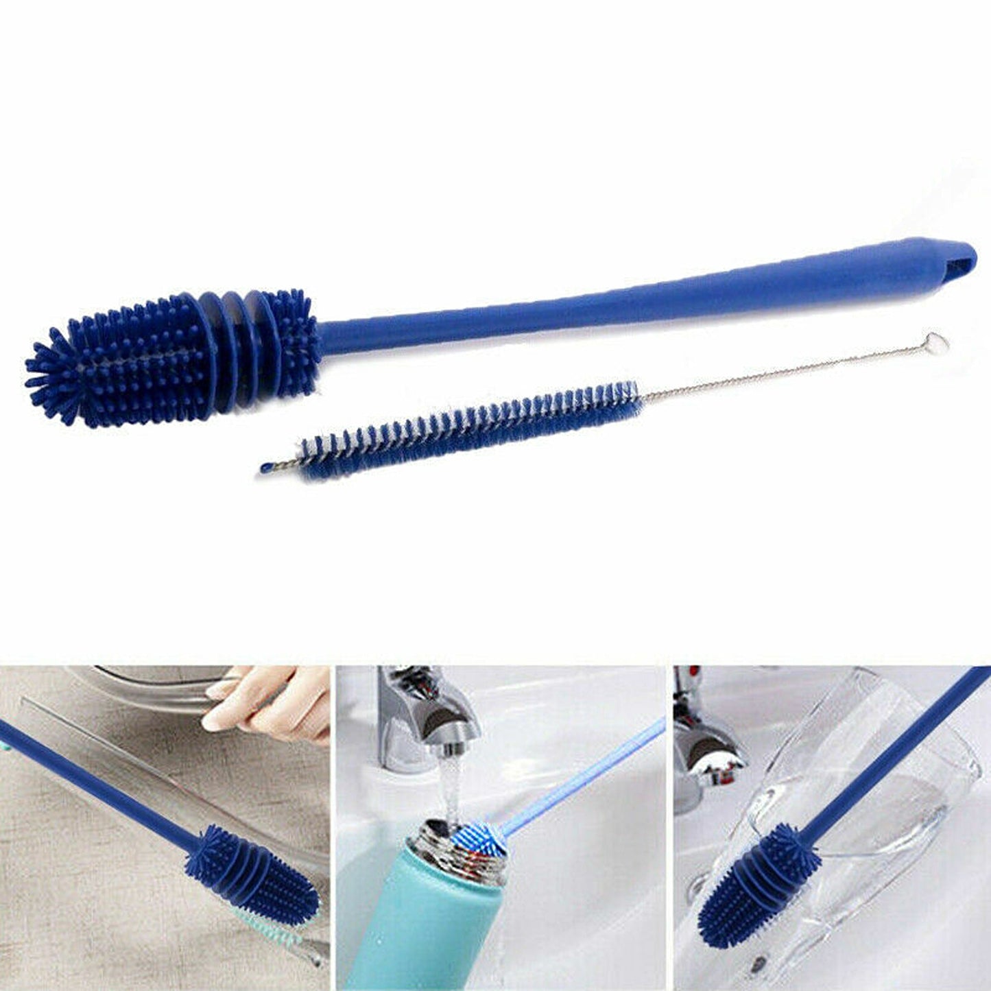 Nylon Straw Cleaning Brush Set Bottle Tube Pipe Cleaner Long Small 1 Set