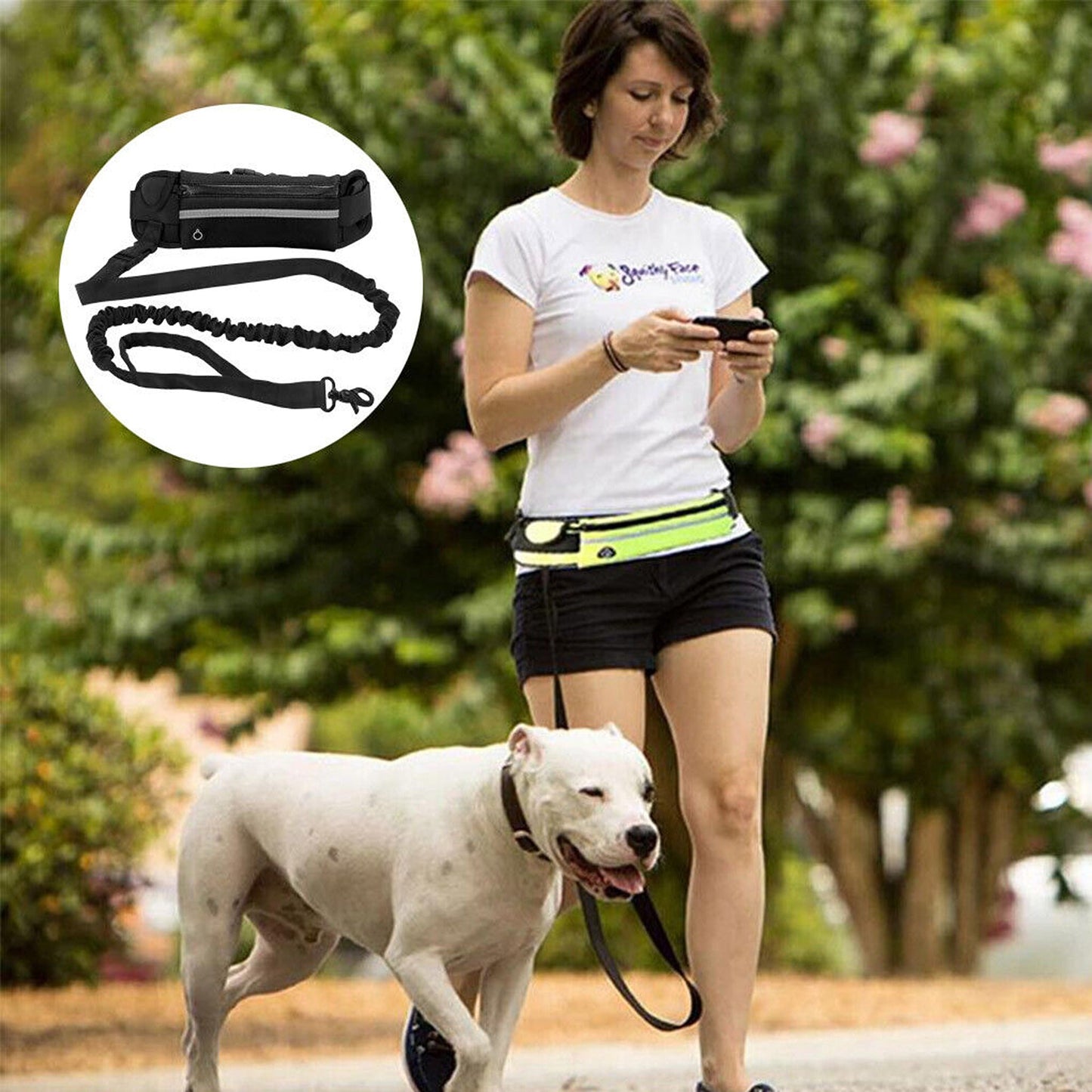 Hands-Free Dog Leash with Adjustable Waist Belt for Jogging