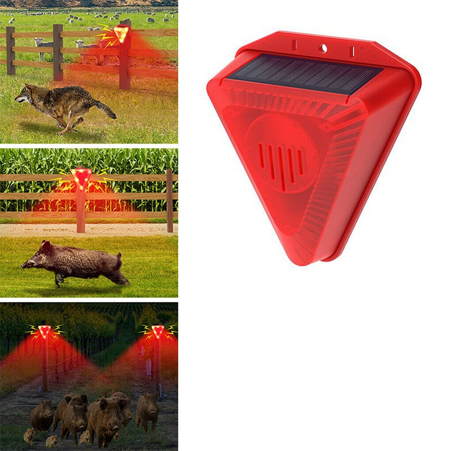 Solar Powered 129db Alarm Warning Light with Motion Sensor and Strobe