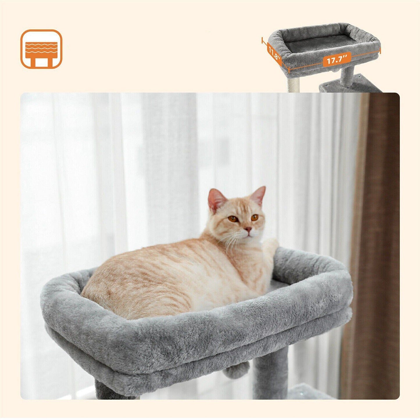 143cm Cats Condo House Cat Tree Tower with Scratching Post and Toys