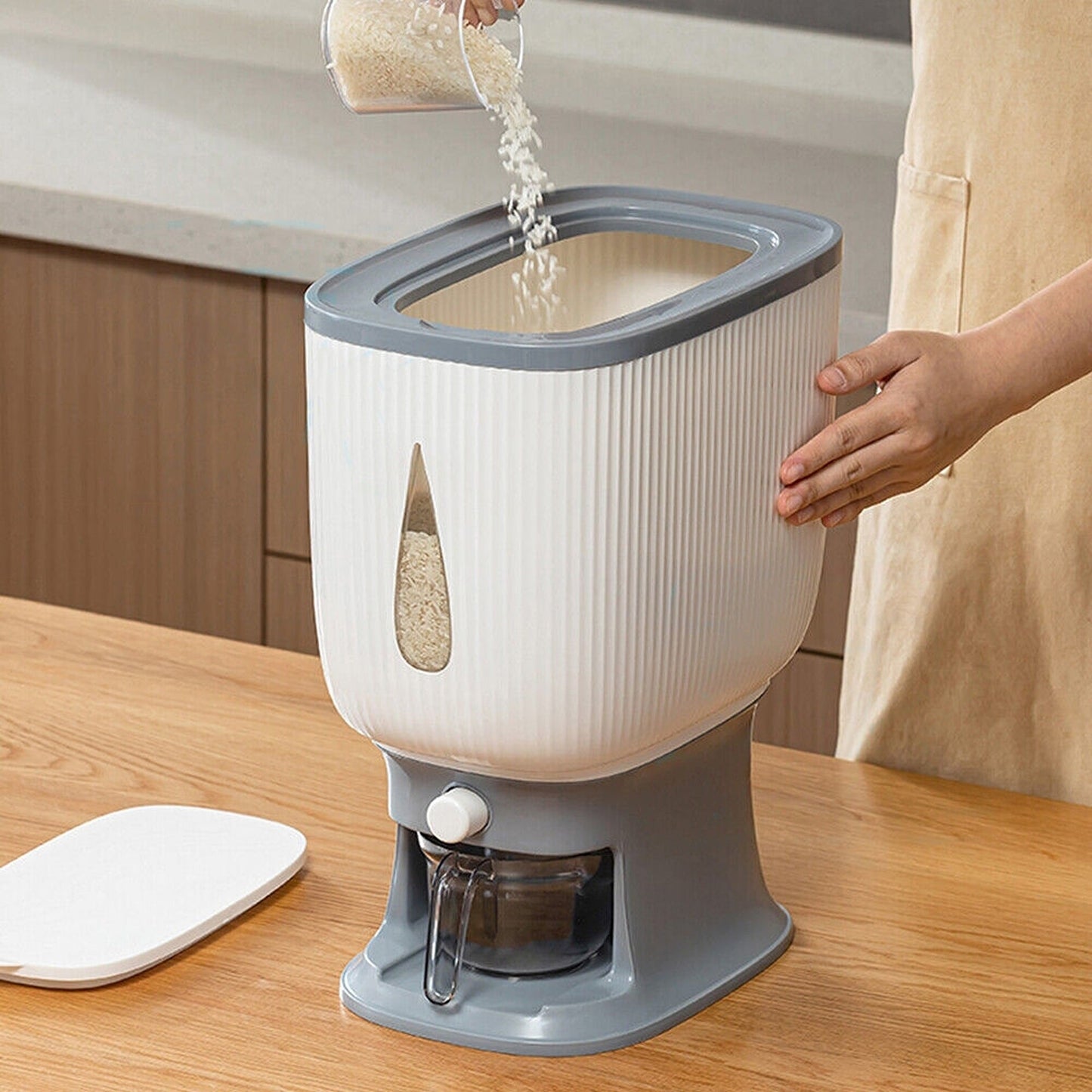 10kg Auto Grain Case Cereal Dispenser Kitchen Food Rice Storage Box