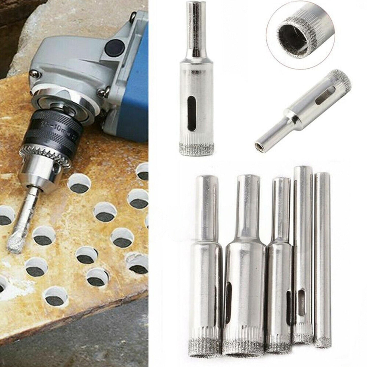 16pcs Glass Marble Tile Hole Saw Cutter Diamond Drill Bit Set