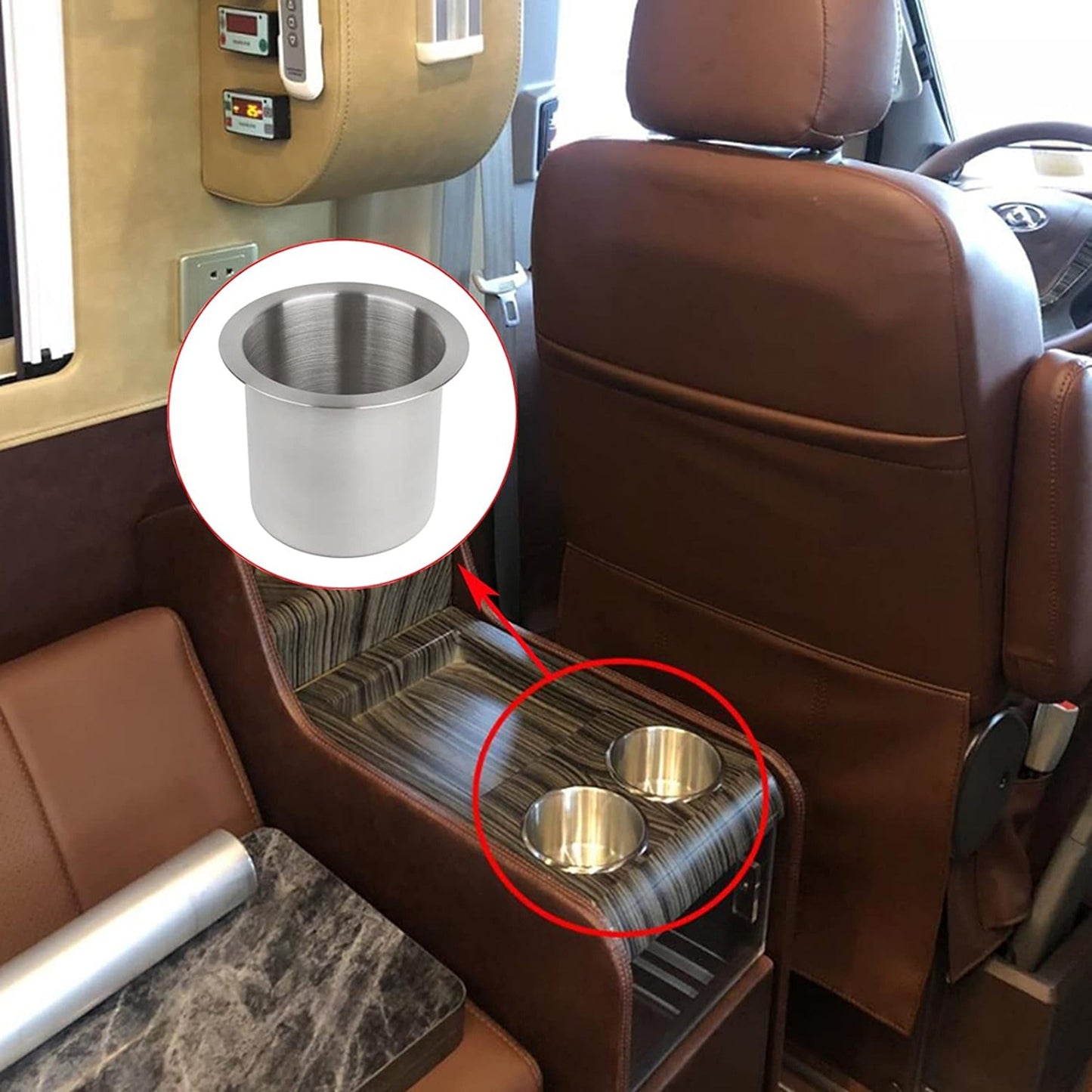 2pcs Steel Drink Holder Stainless Cup For Truck RV Boat Camper