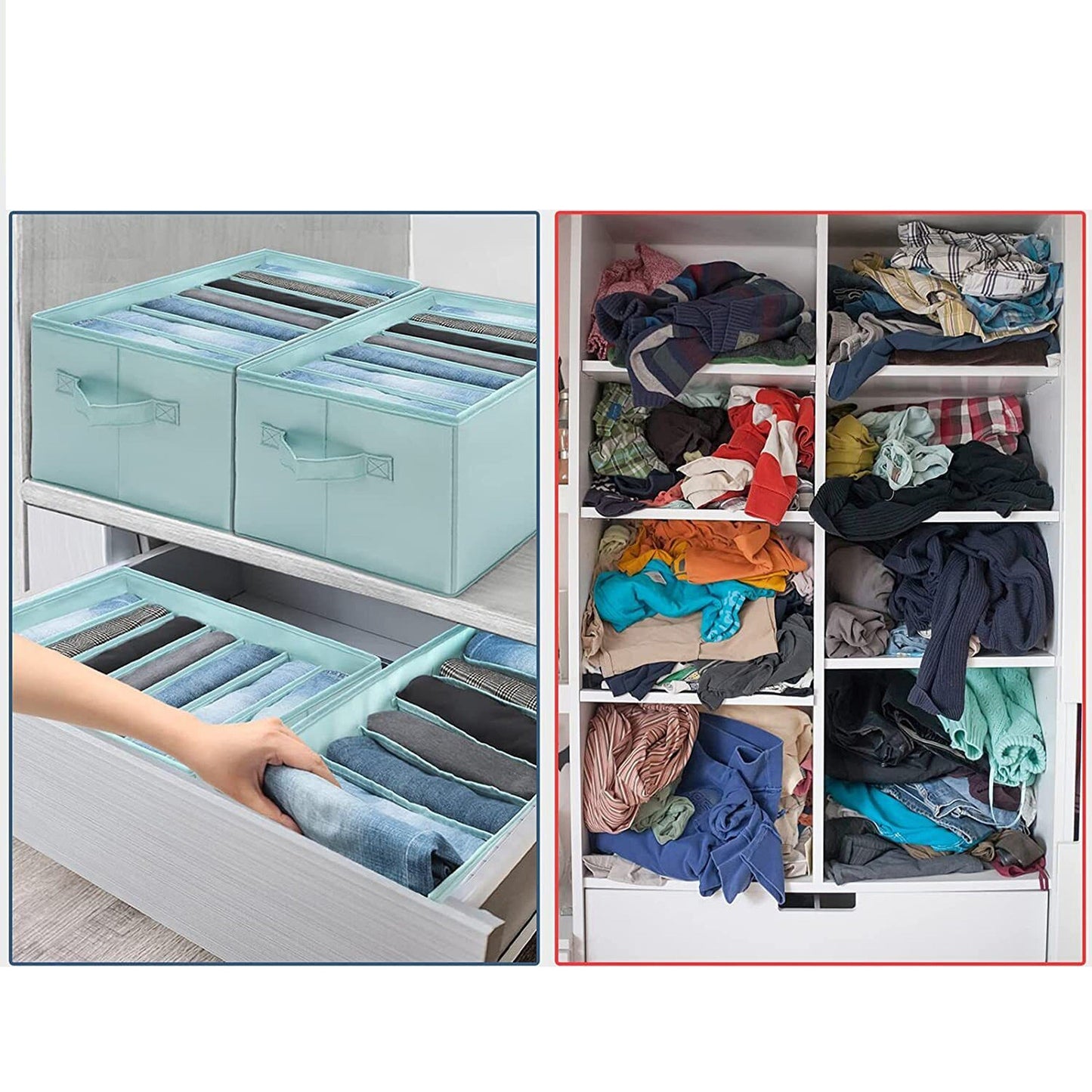 Blue Wardrobe Boxes for Clothes and Jeans Drawer Organizer