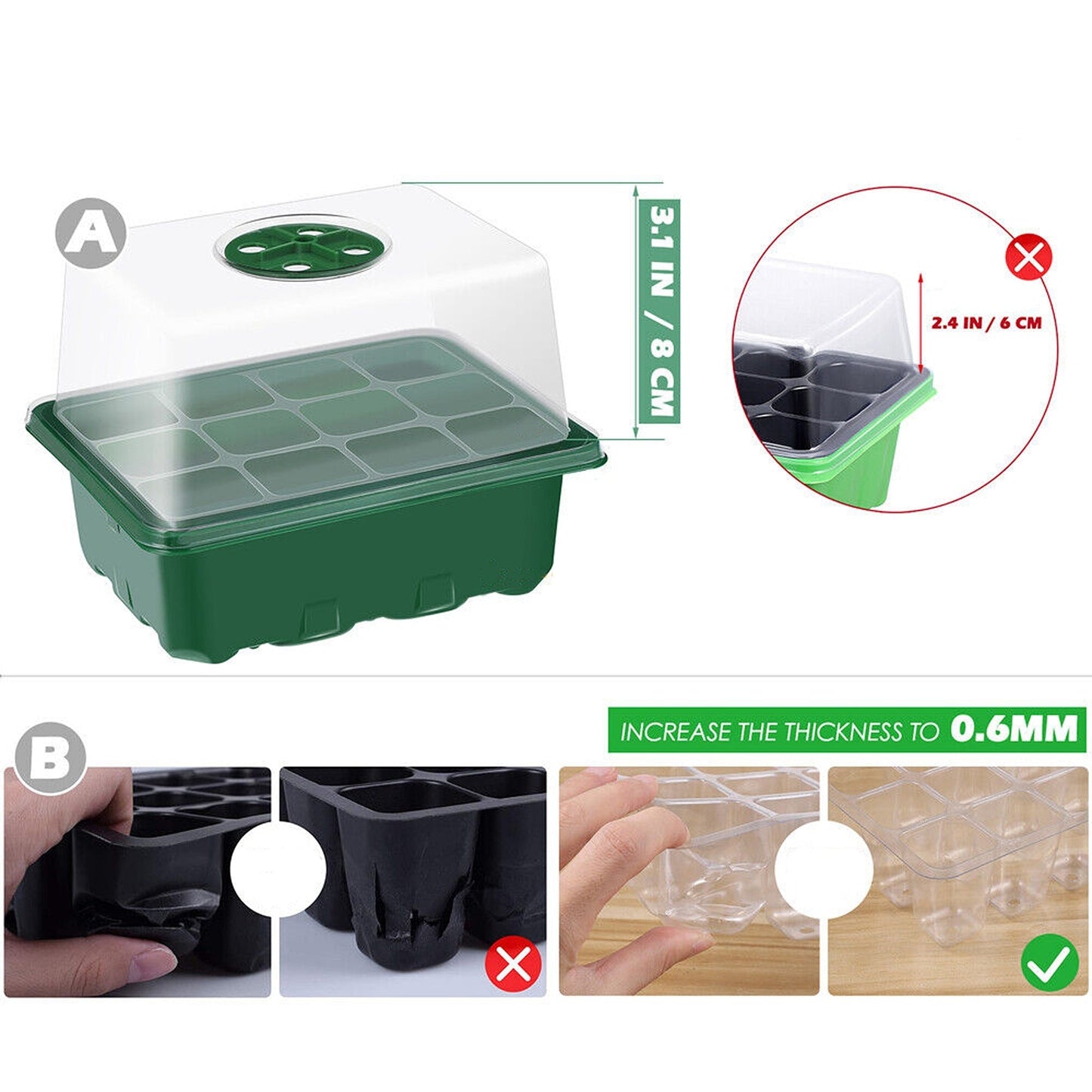 10pcs Planting Starter Kit Multi-Hole Seedling Box