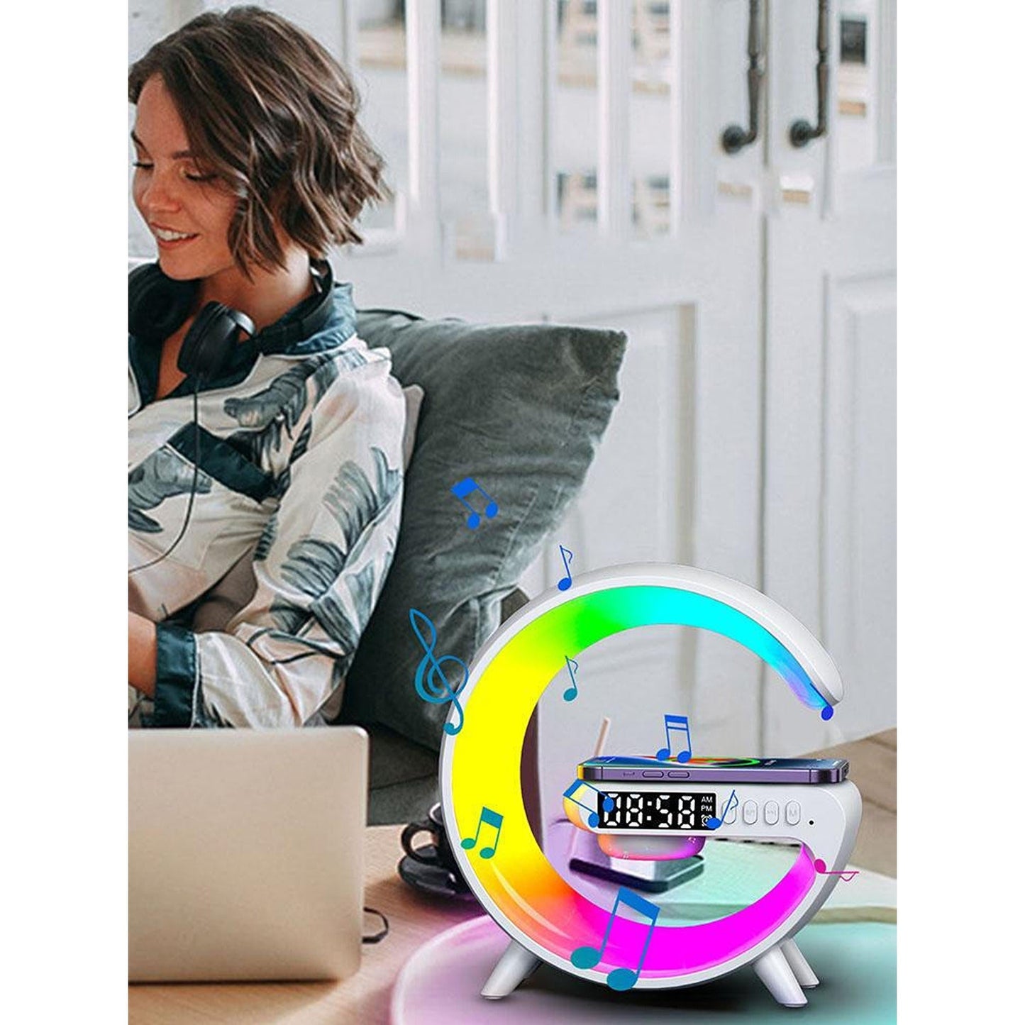 RGB LED Night Light with Bluetooth Speaker Smart Wireless Charger