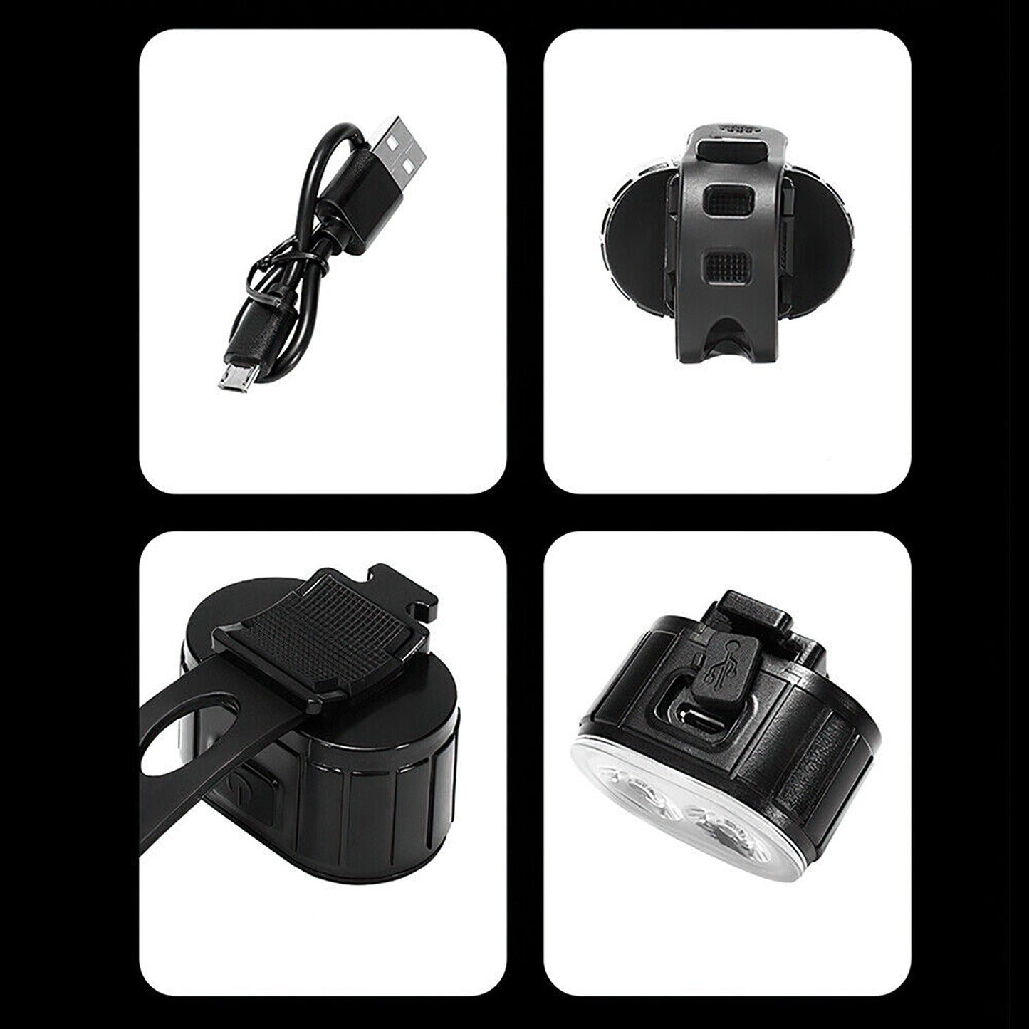 USB Rechargeable LED Bike Light Set Bright Front and Rear Mountain Bicycle Lights