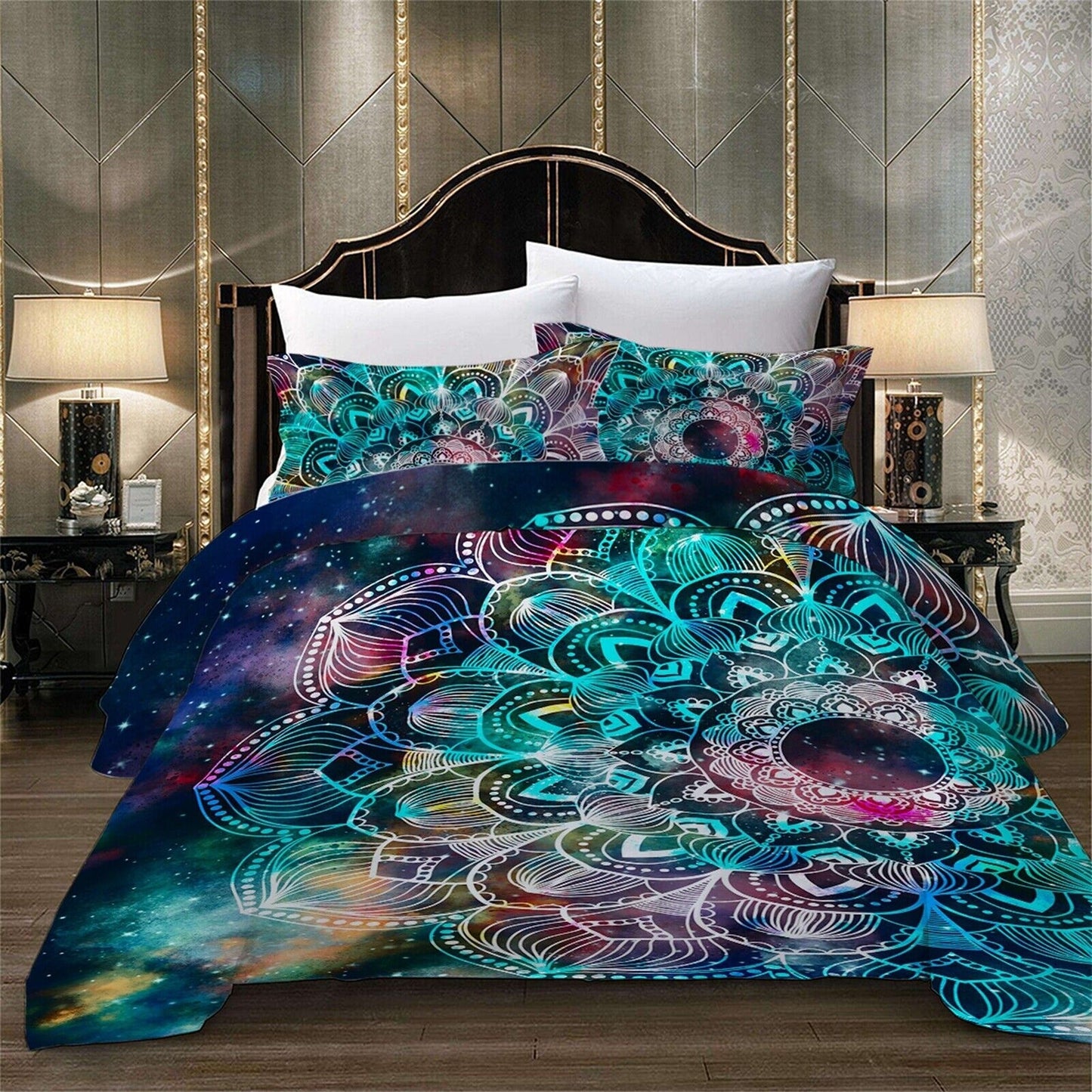 Green Mandala Pattern Bedding Set Soft Quilt Duvet for Queen King Size Bed