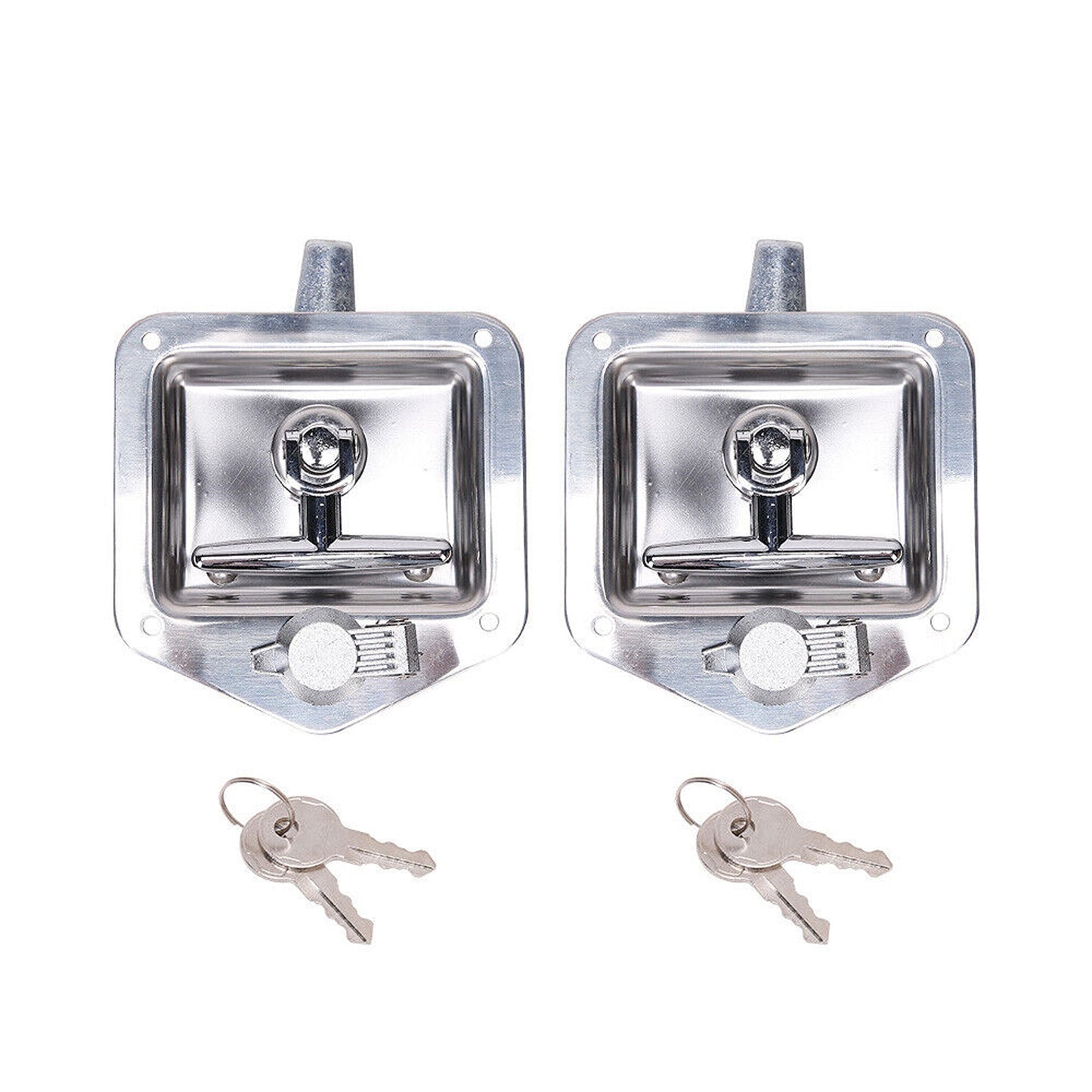 Stainless Steel Locking Handle for Trailer Tool Box - 2x Keys