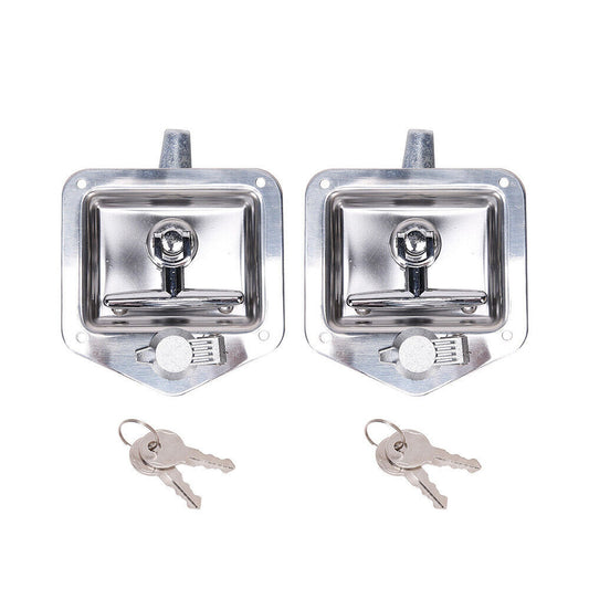 Stainless Steel Locking Handle for Trailer Tool Box - 2x Keys