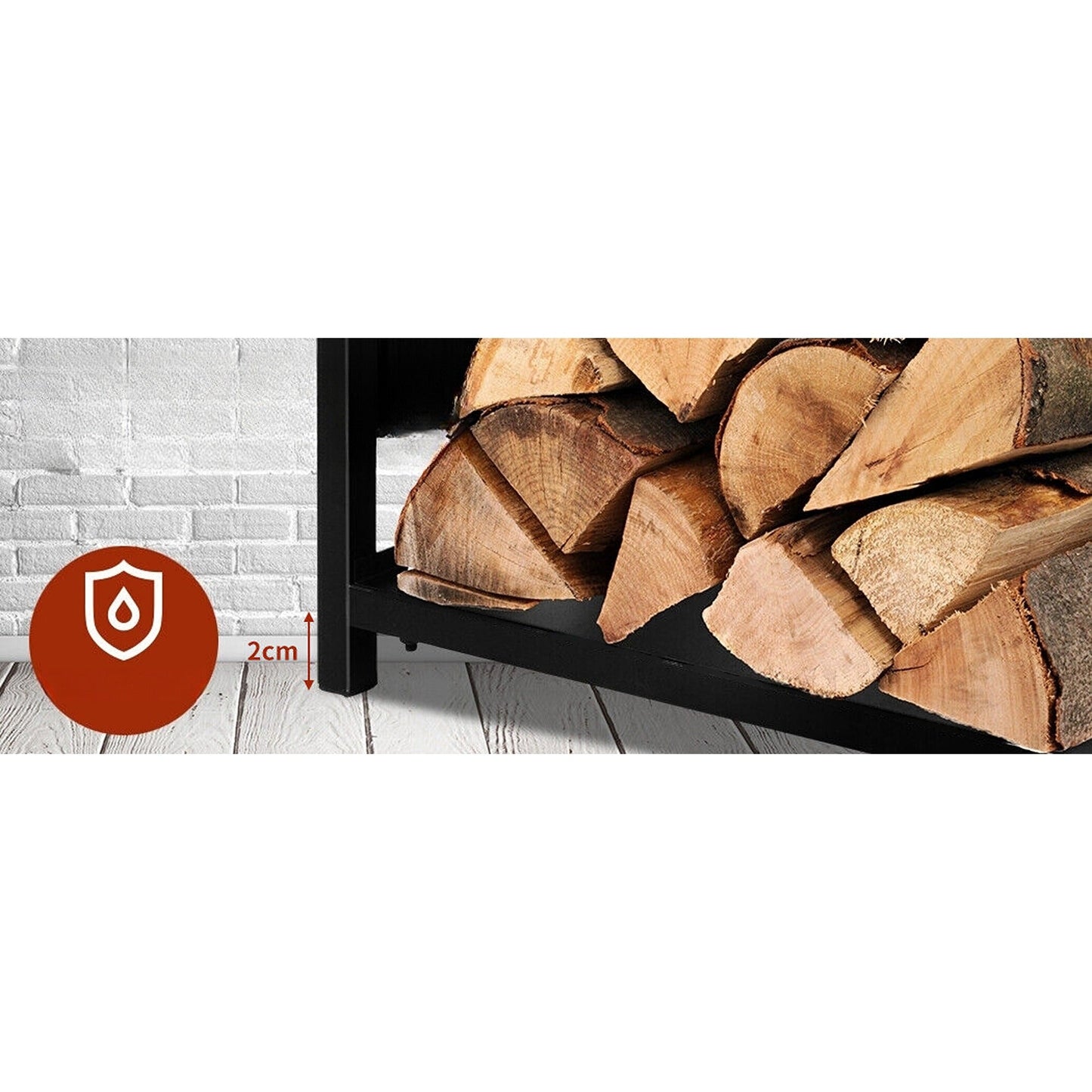 Large Steel Firewood Rack with Fireplace Tool Holder