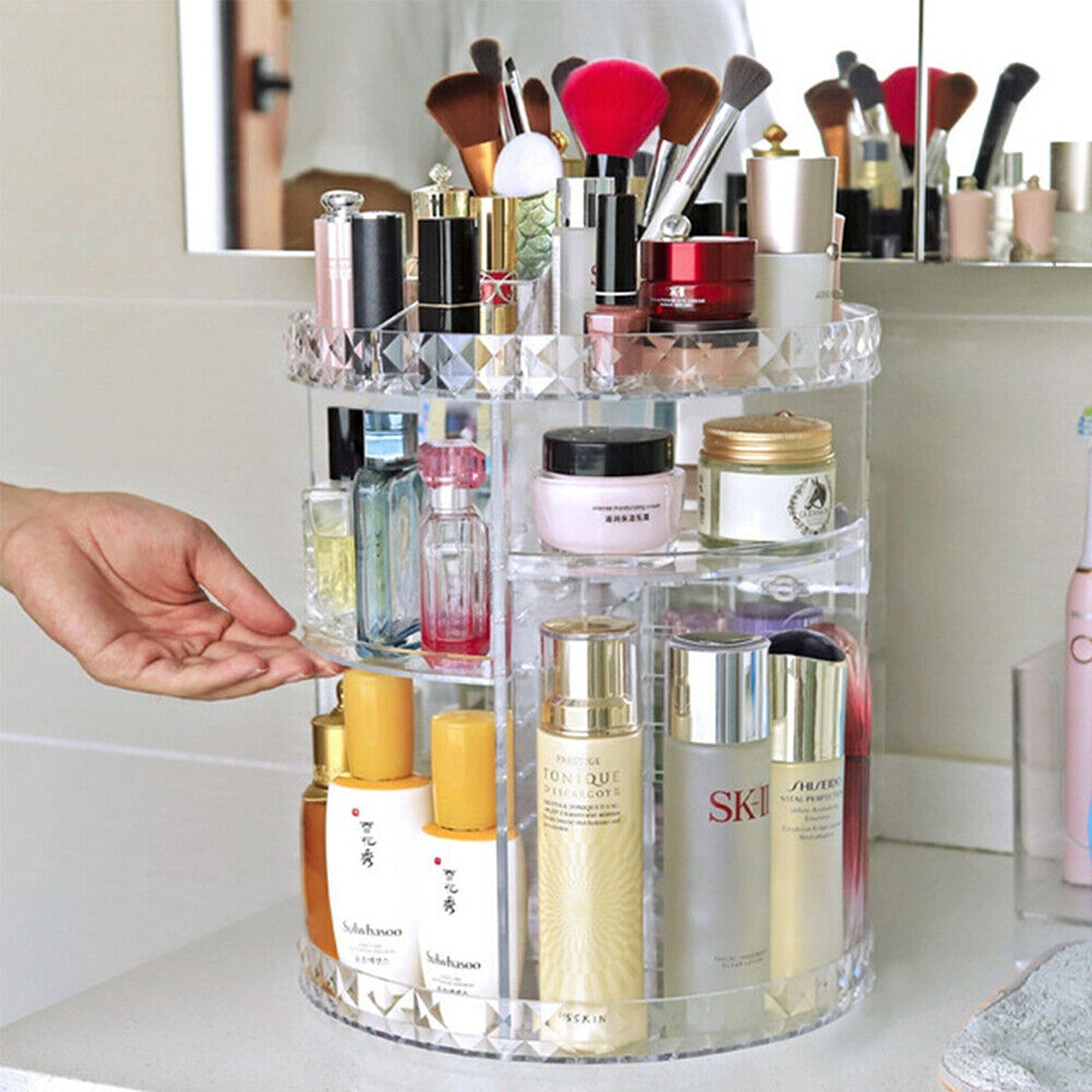 Adjustable Rotating Makeup Organizer for Cosmetics and Perfumes