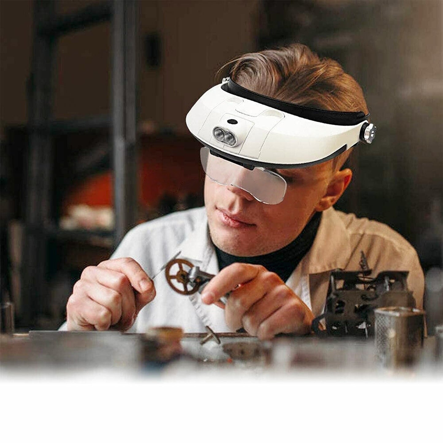 LED Light Magnifying Glass Headband Jeweler Magnifier Loupe