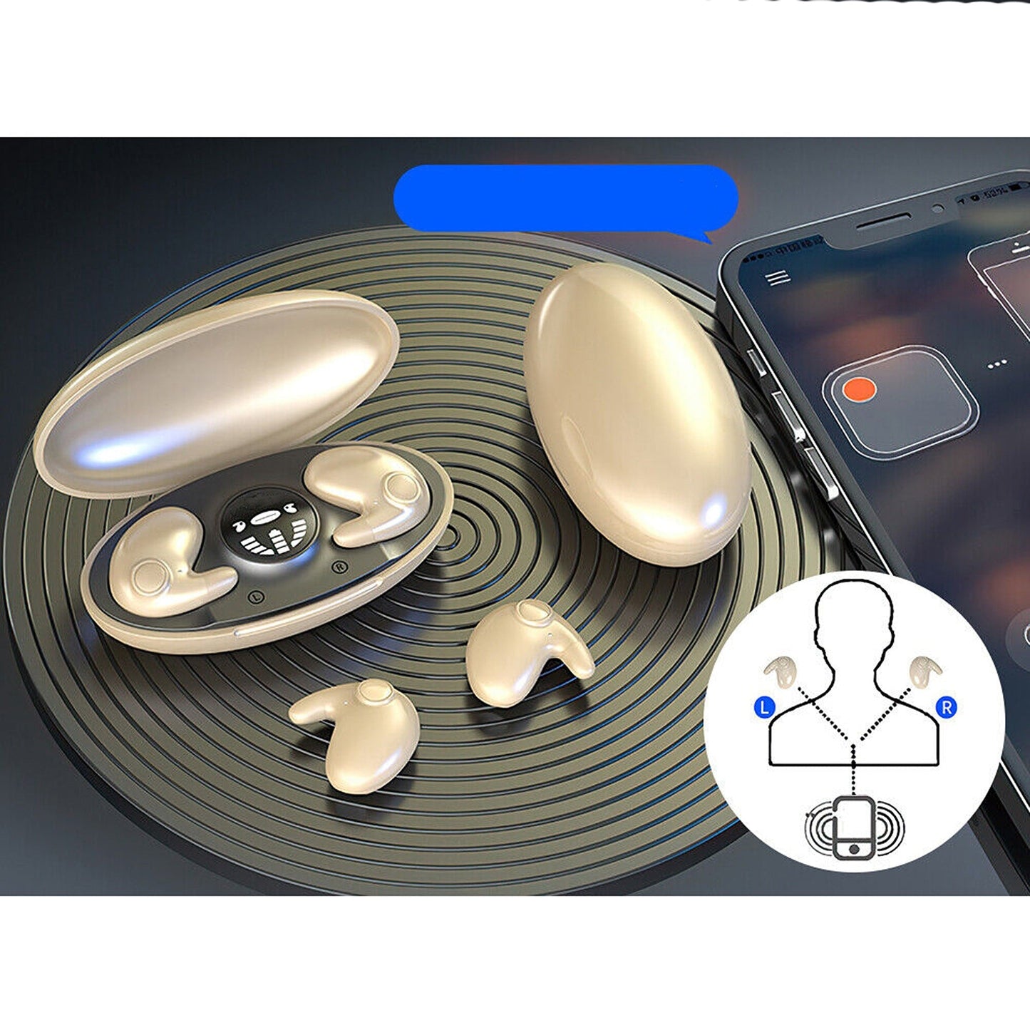Invisible Sleep Earphones Waterproof Wireless Double Noise Cancelling