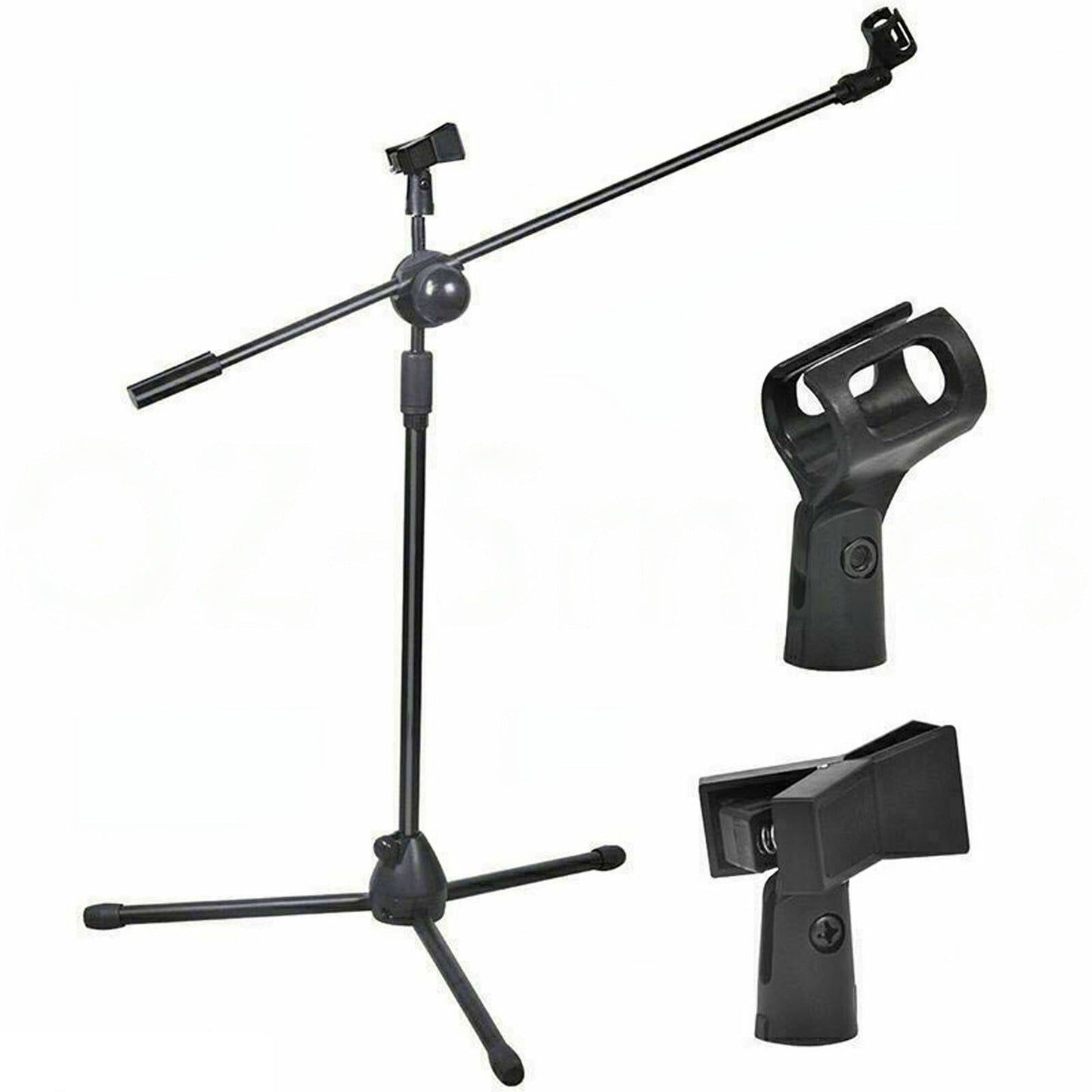 Foldable Adjustable Microphone Stand with Dual Clip Boom Holder