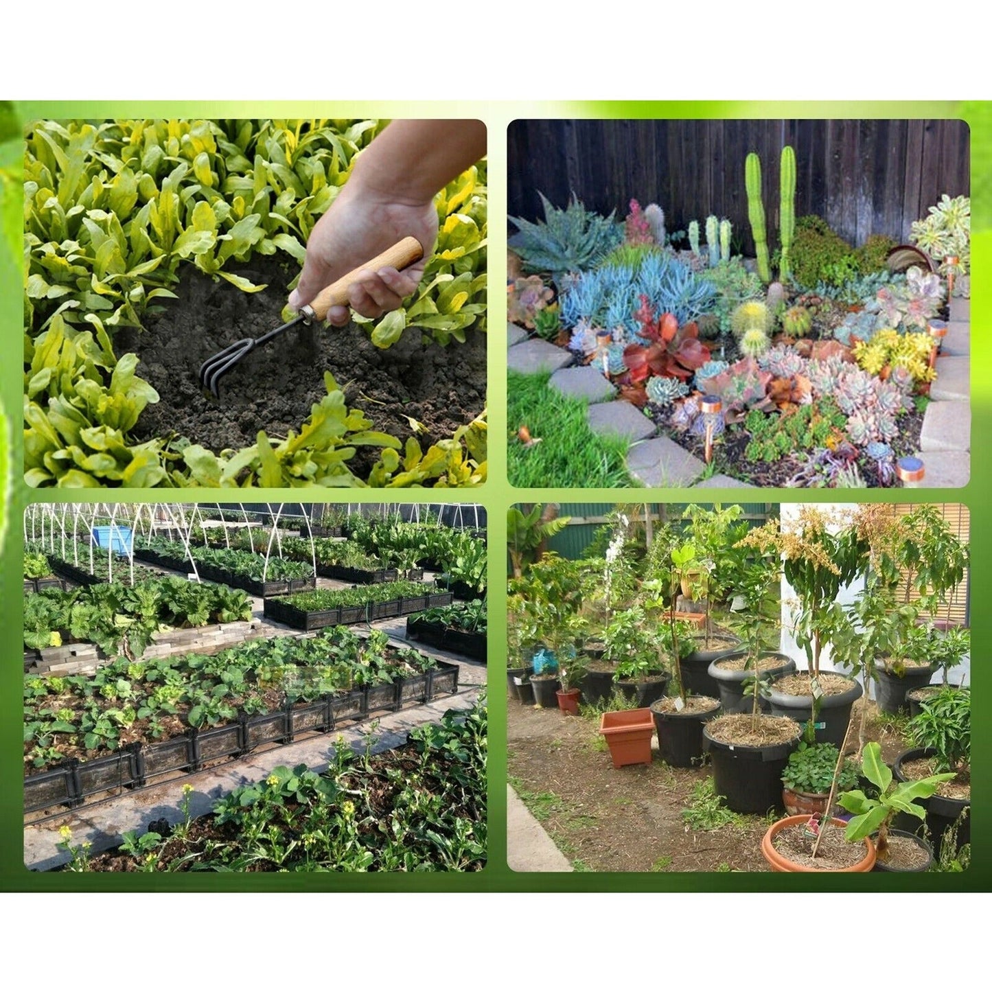 Set of 3 Gardening Hand Weeding Tool Set: Fork Shovel Rake