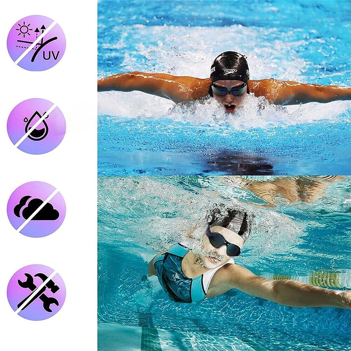 Adjustable Swimming Goggles Waterproof Anti-Fog UV Protection