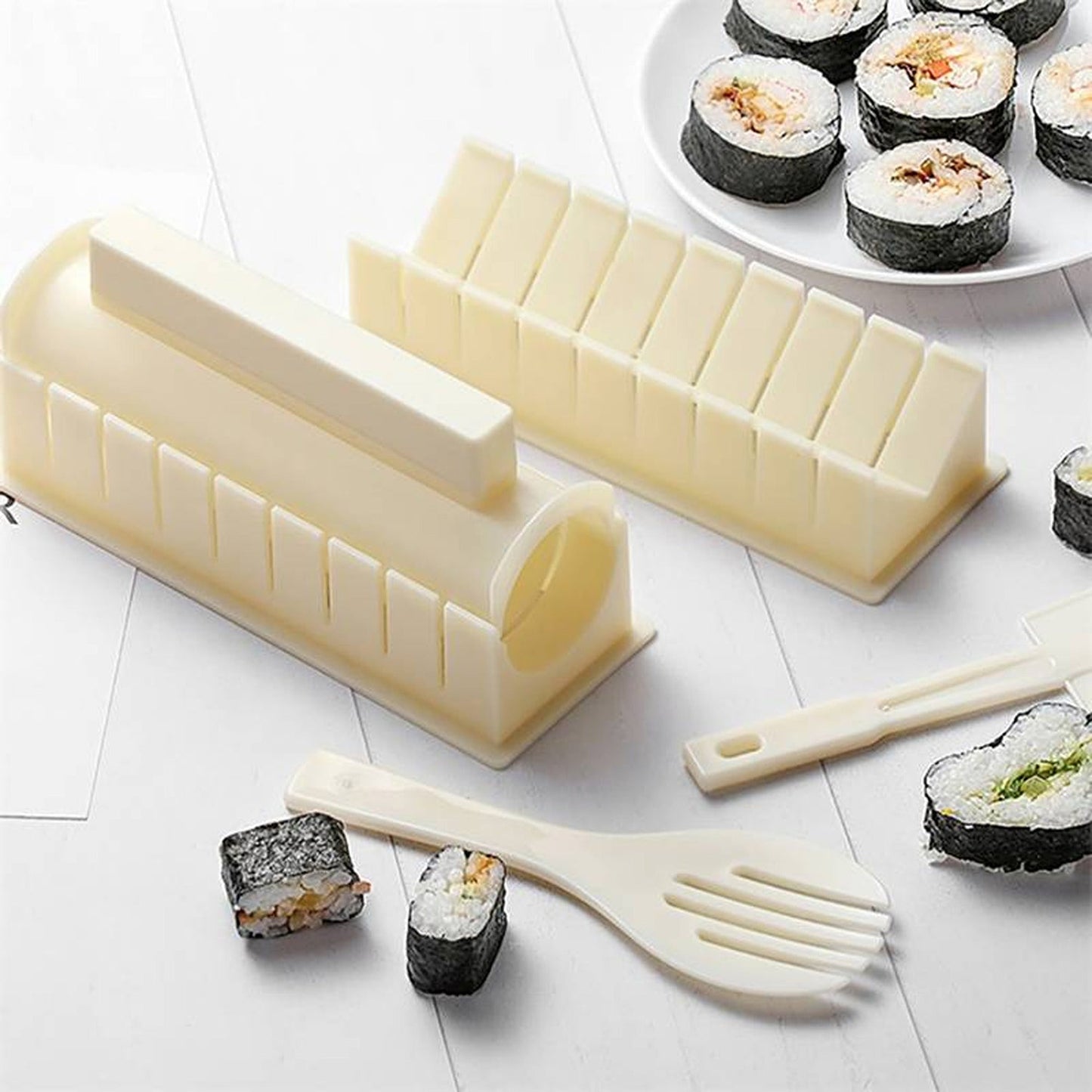 DIY Sushi Making Kit with Rice Roller Mold for Beginners Kitchen Set