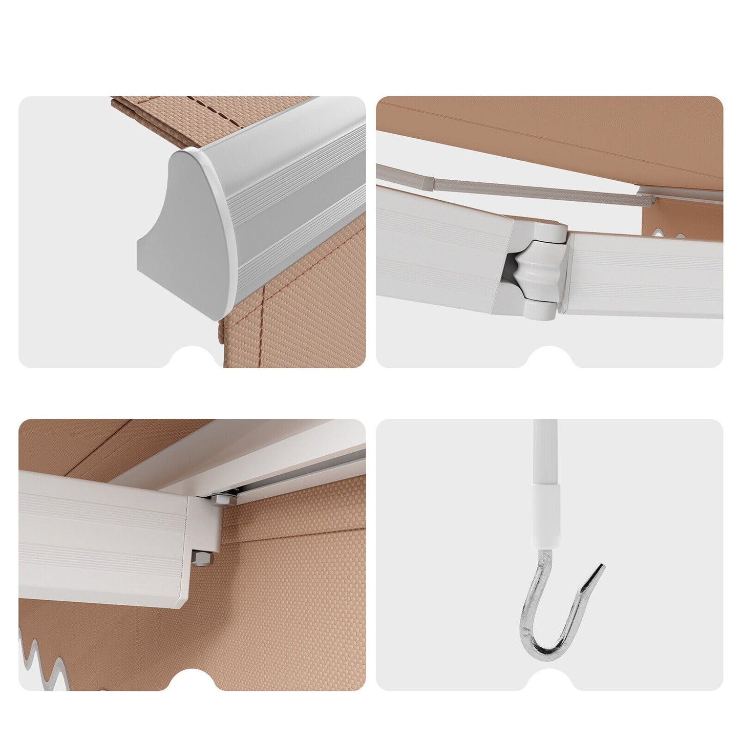 Manual Outdoor Sunshade Canopy Awning with Retractable Folding Arm