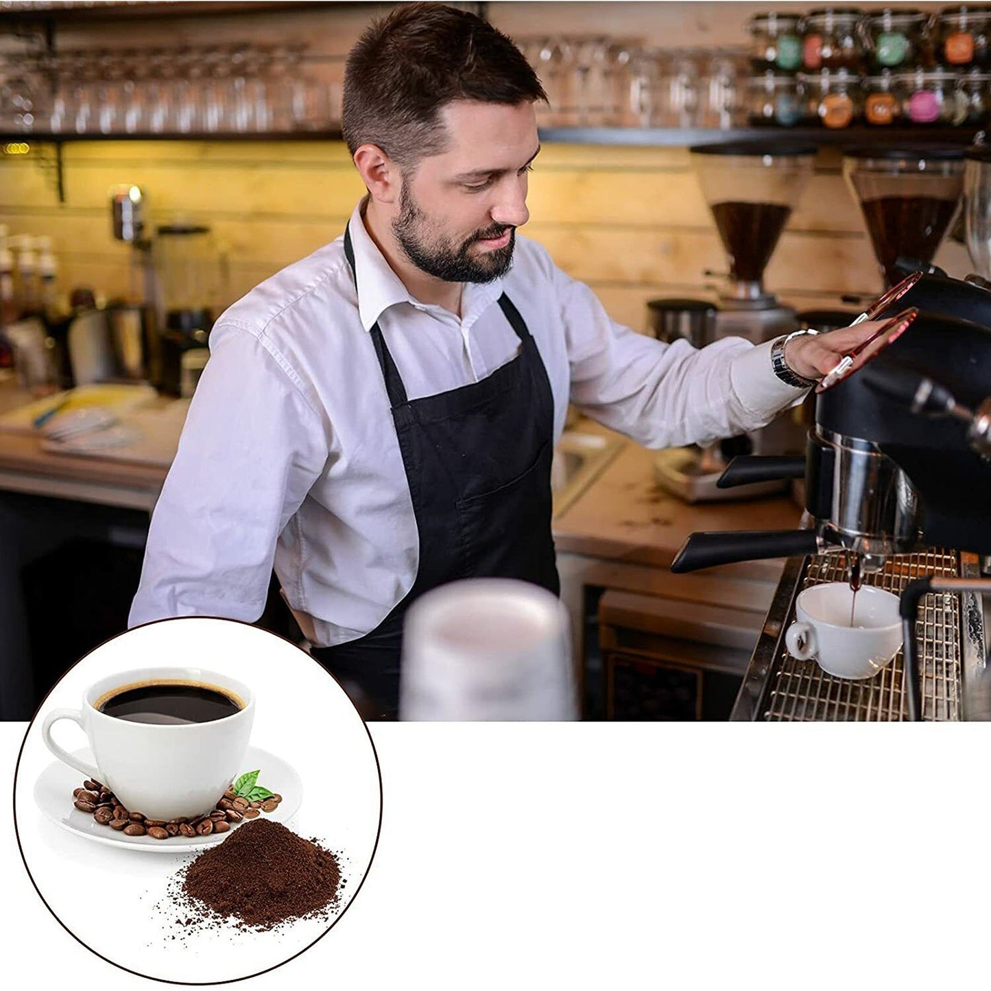 Coffee Knock Box with Tamper Black Espresso Waste Bin