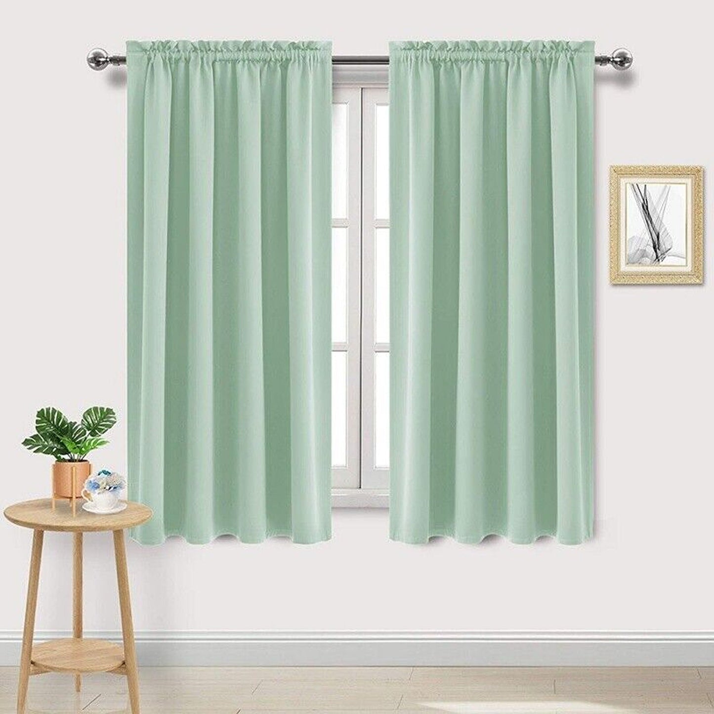Green Pinch Pleat Thermal Insulated Solid Blackout Drapes