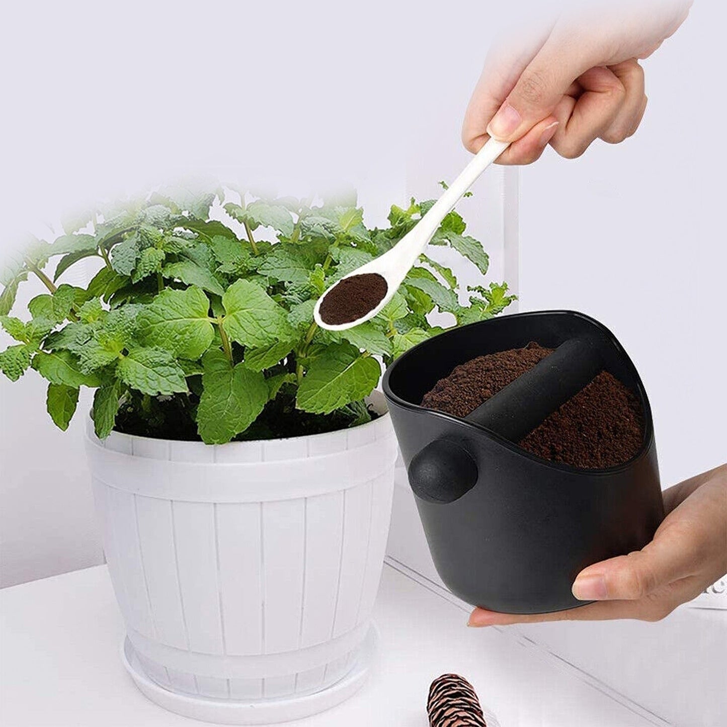 Espresso Coffee Grinds Knock Box Black Waste Container