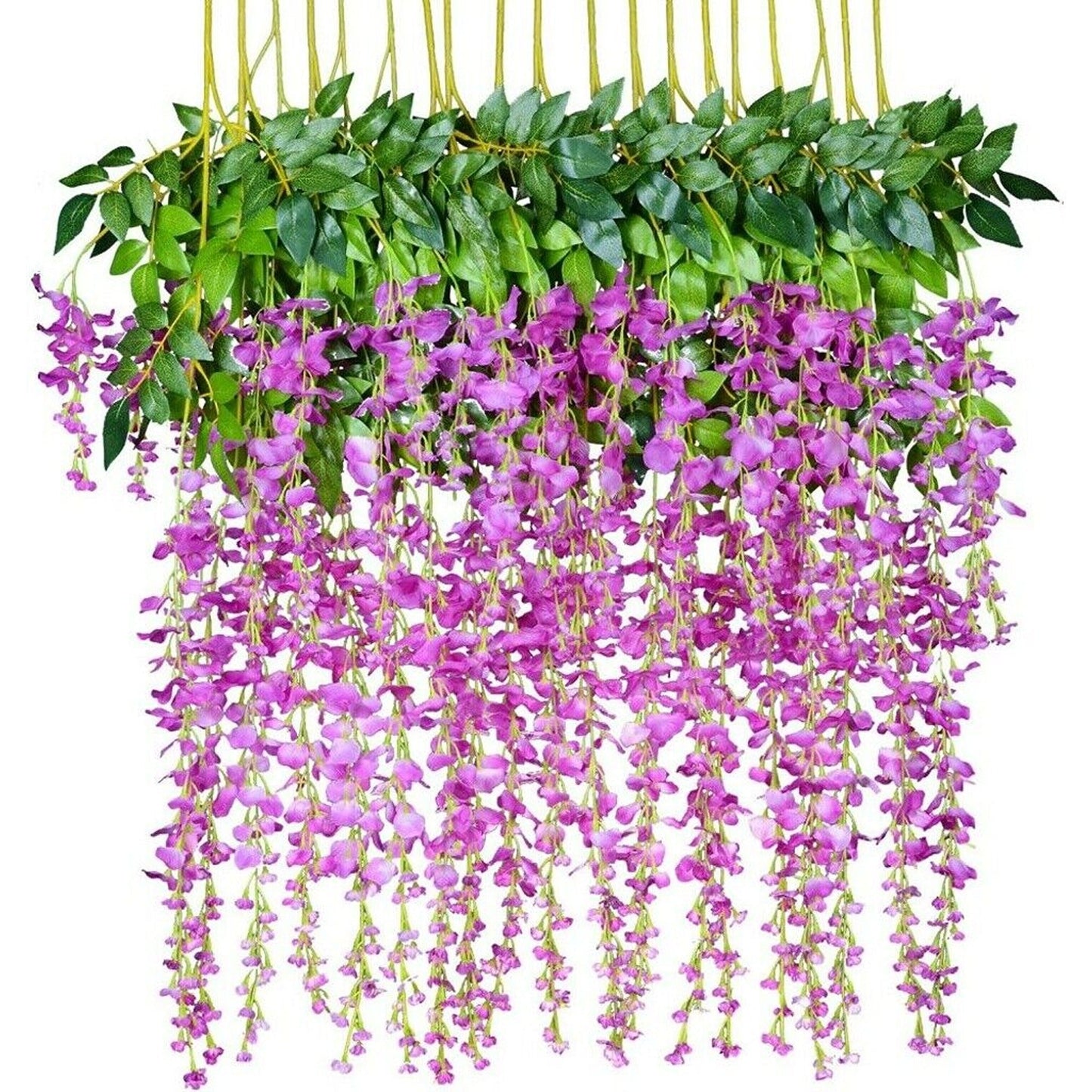 12pcs Silk Wisteria Flower Vine Artificial Garland Leaf Decor for Weddings