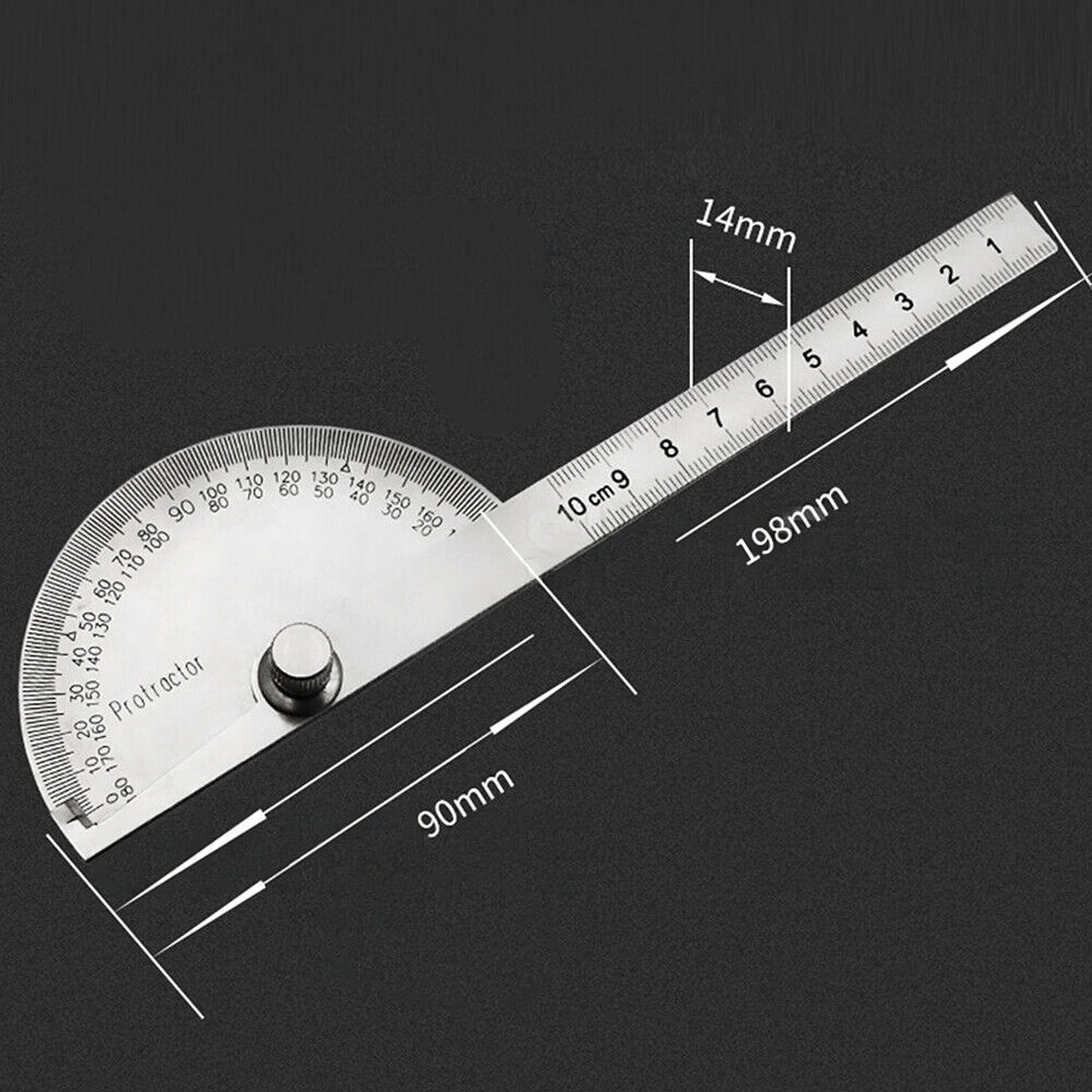 Protractor Angle Finder with Arm Measuring Ruler Stainless Steel Tool