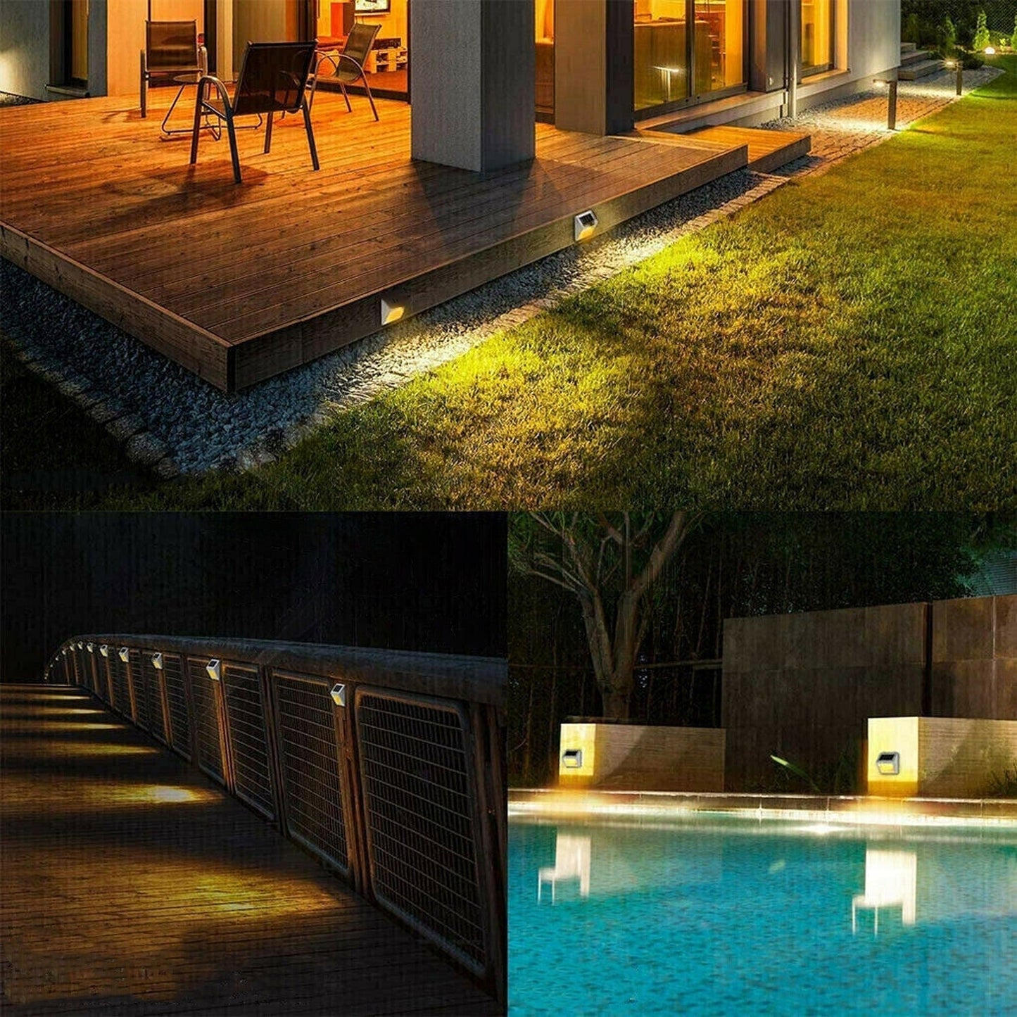 Garden Solar Powered LED Lights Outdoor Deck Step Fence Pathway