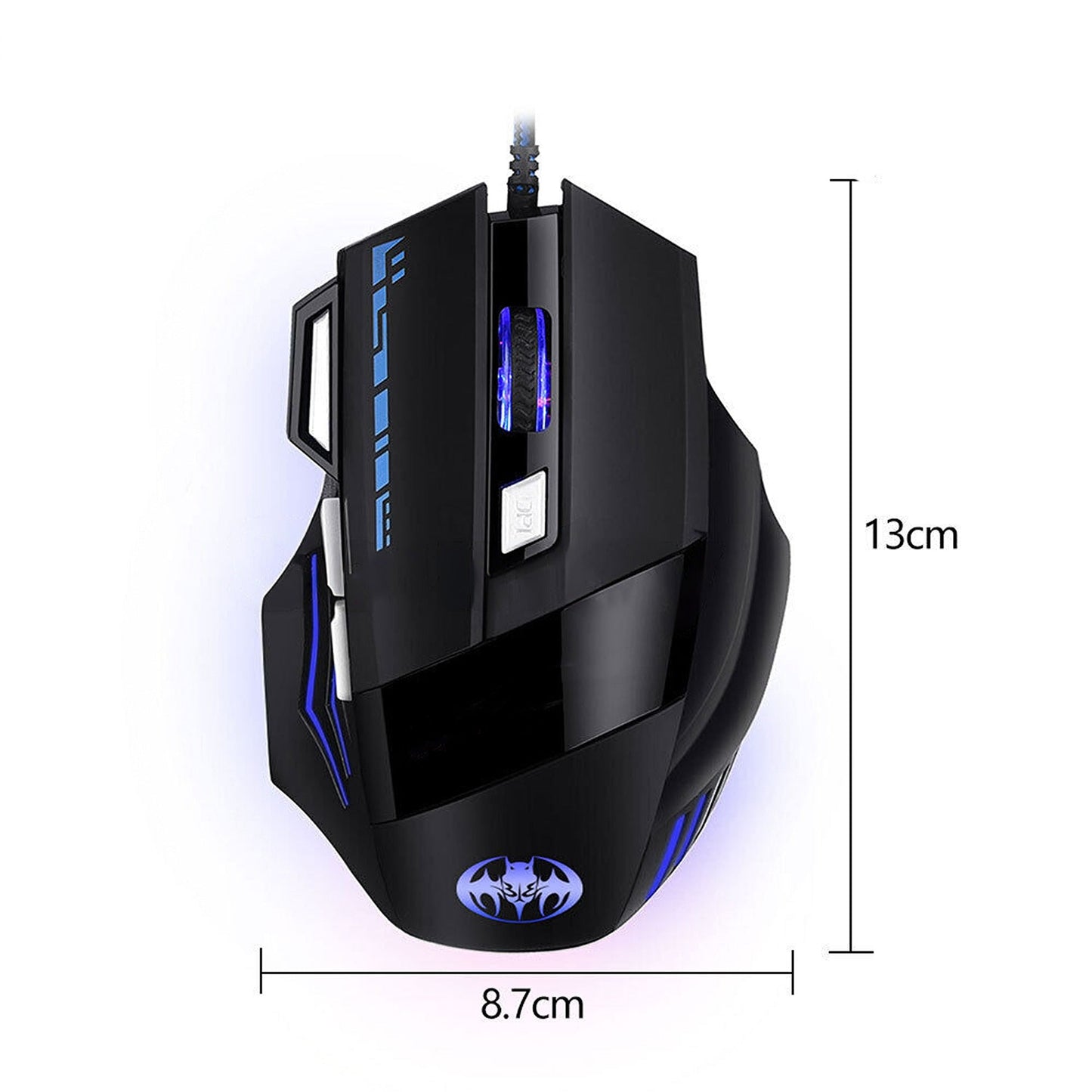 Ergonomic Wired USB Gaming Mouse 7200 DPI LED Optical for PC Mac 7 Button
