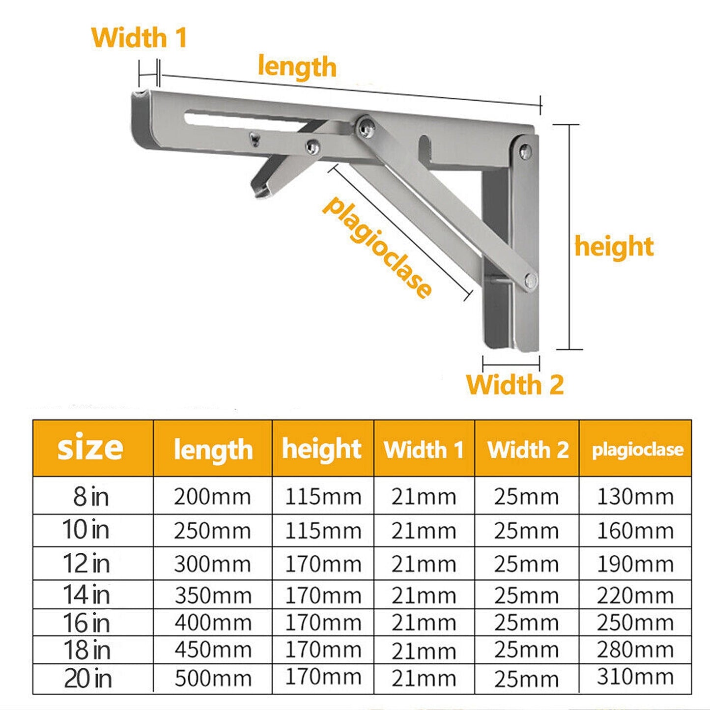 2pcs Stainless Steel Wall Shelf Bracket Folding Heavy Duty