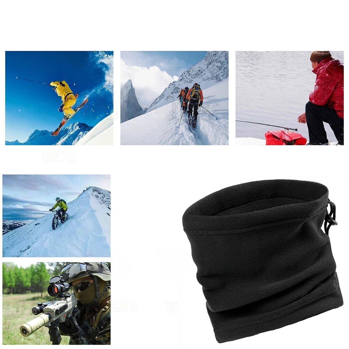 Winter Multi-Use Snood Warm Fleece Neck Scarf Beanie Hat for Men and Women