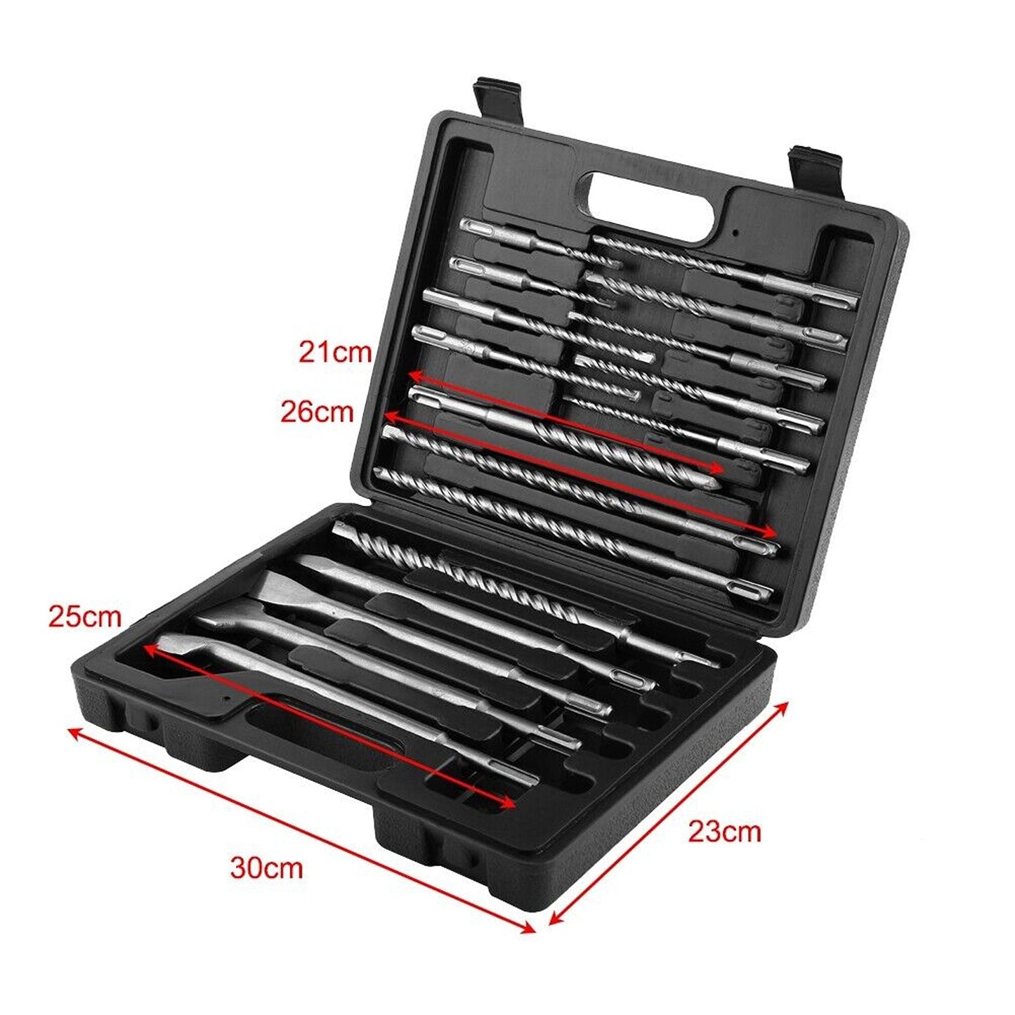 17pcs Masonry SDS PLUS Rotary Hammer Drill and Chisel Bit Set