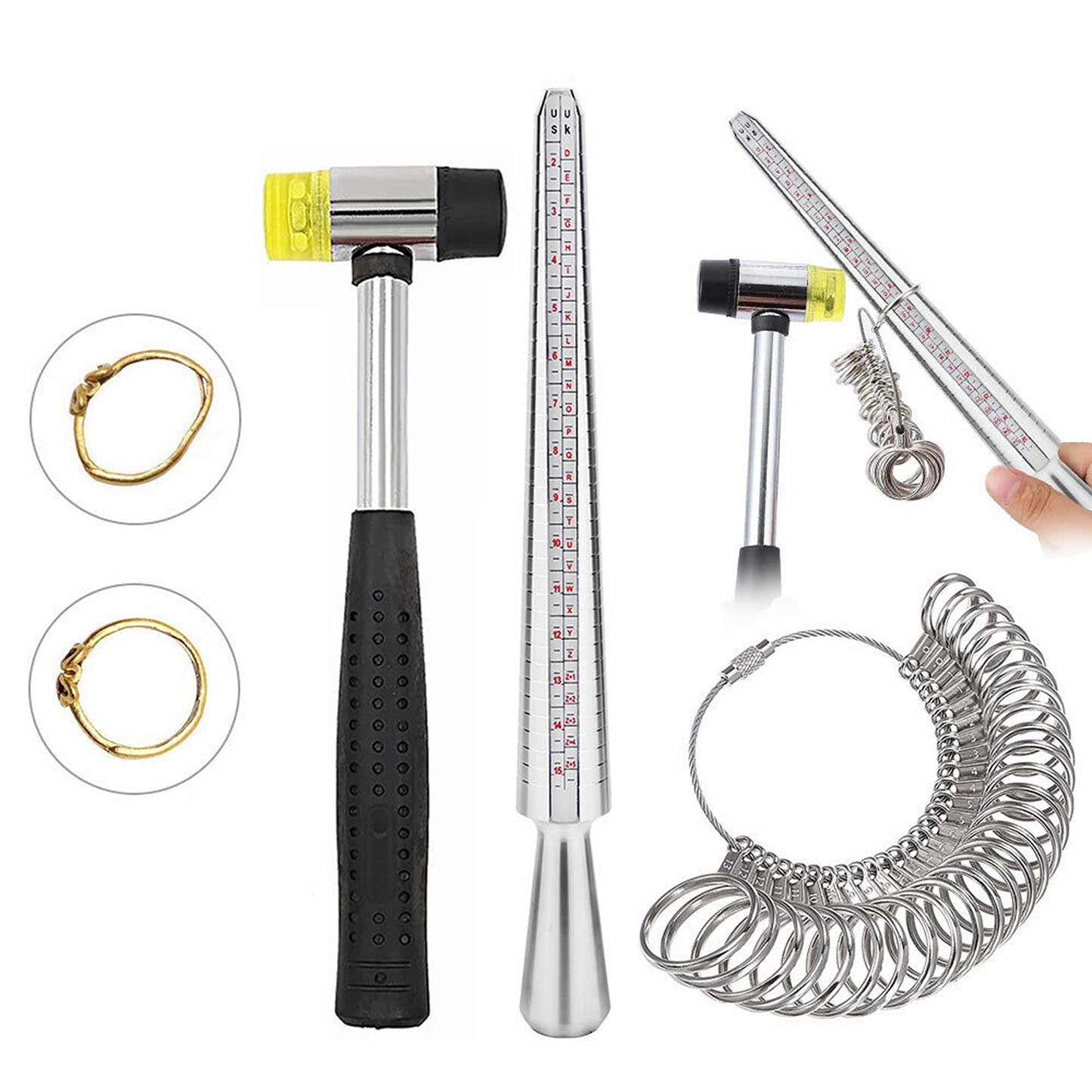 Metal Ring Sizer Gauge and Measuring Tool Kit