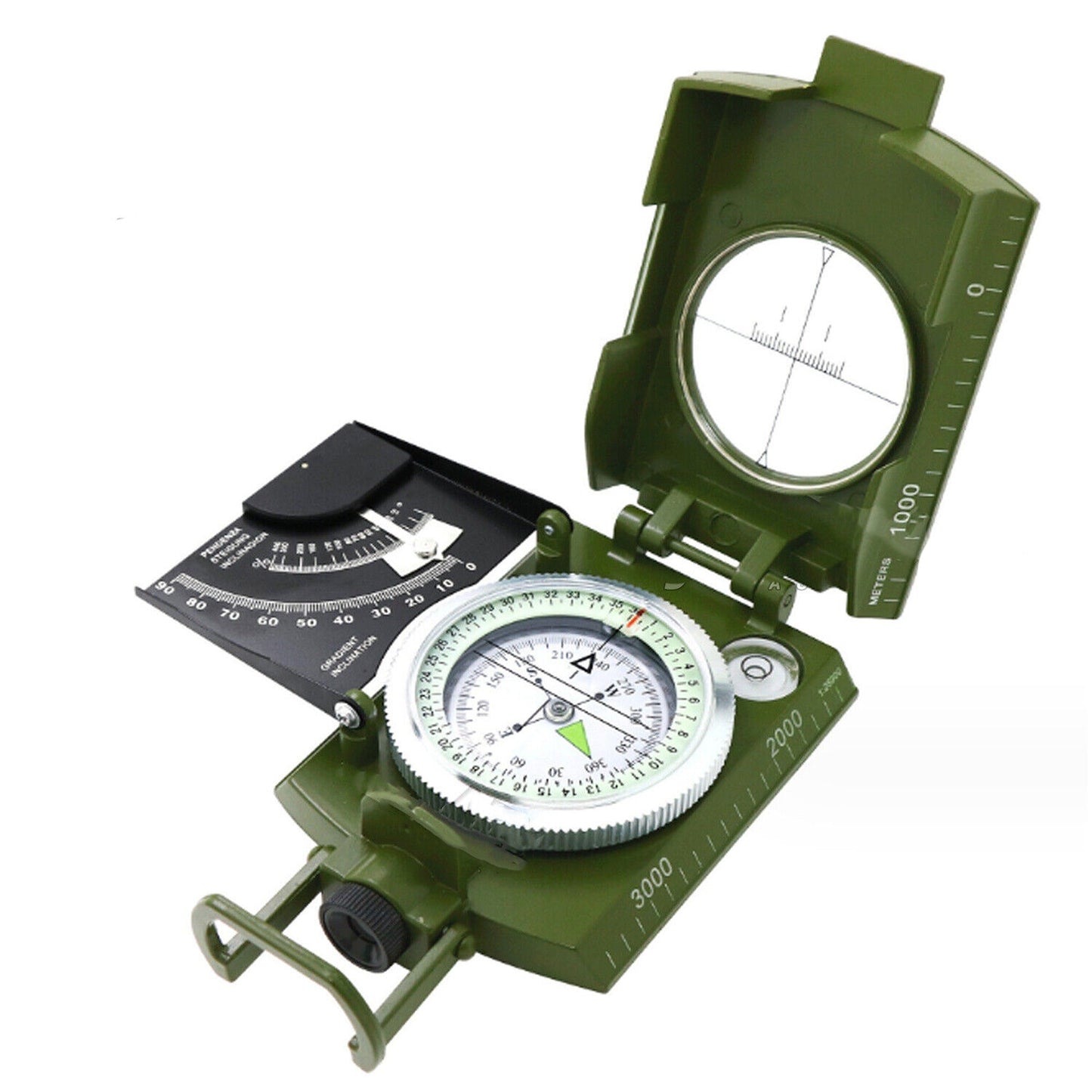 Outdoor Army Metal Sighting Clinometer Compass for Hiking and Survival