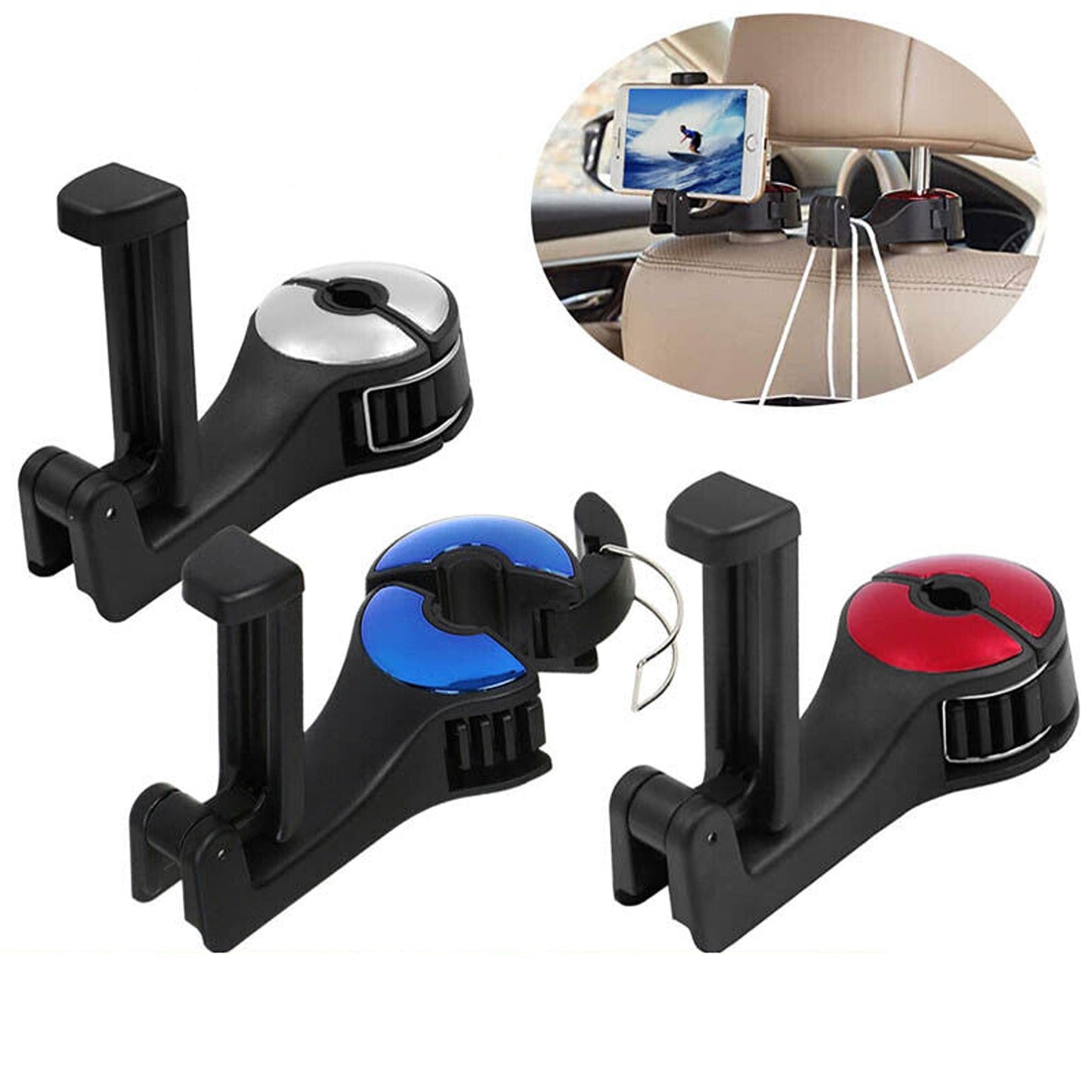 2-in-1 Car Seat Storage Hook with Mobile Phone Holder