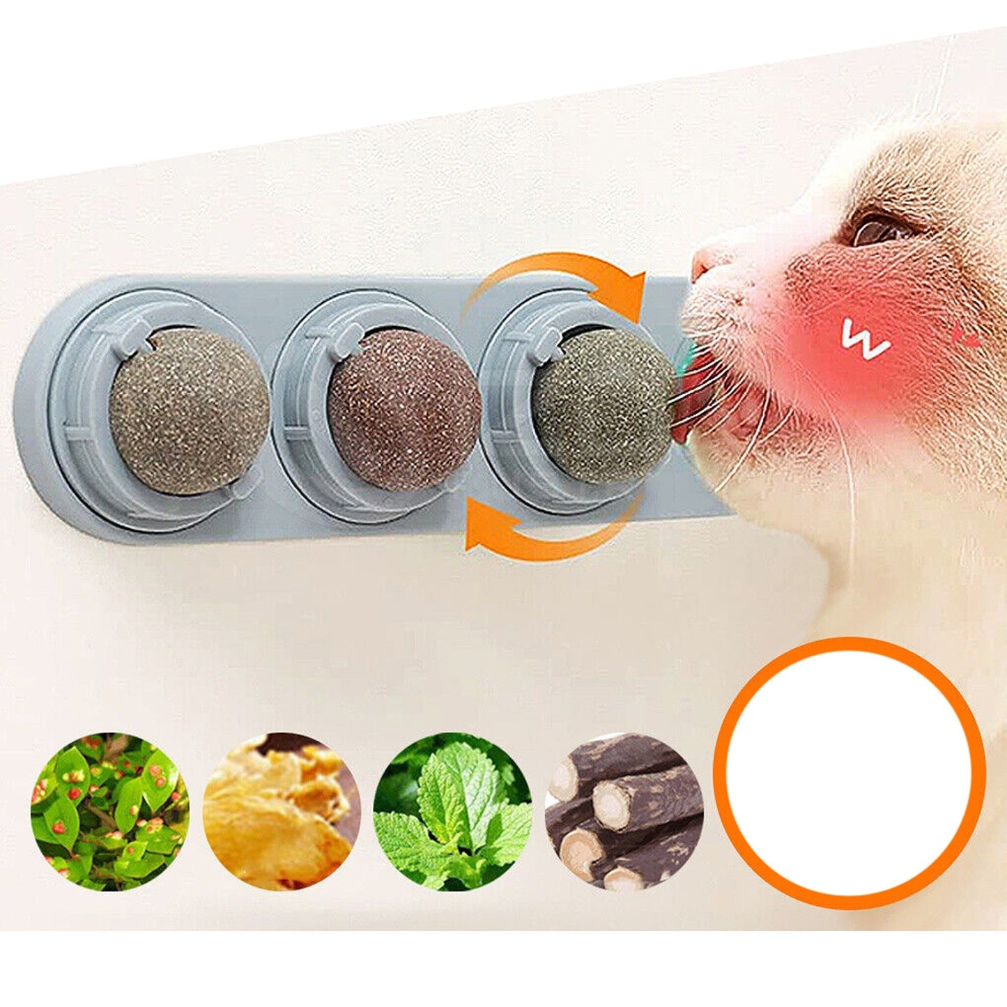Wall Mount Catnip Ball Toy for Cats - Digestion Helping Solid Nutrition