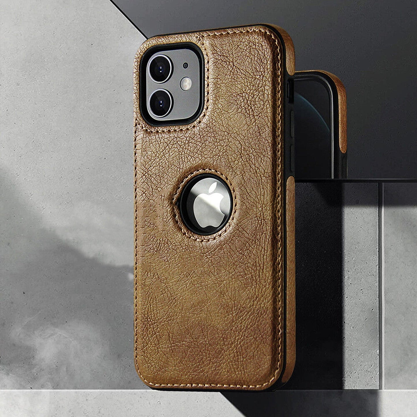 Brown Luxury Leather Phone Case for iPhone 13 12 11 Pro Max Mini XR X XS MAX 8 7 Plus
