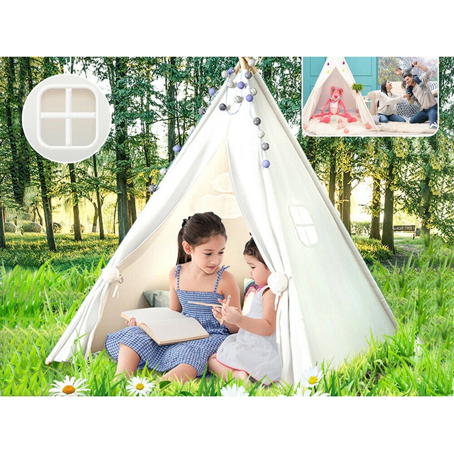 110cm Indoor Outdoor Castle Cubby Playhouse Play Teepee Kids Tent