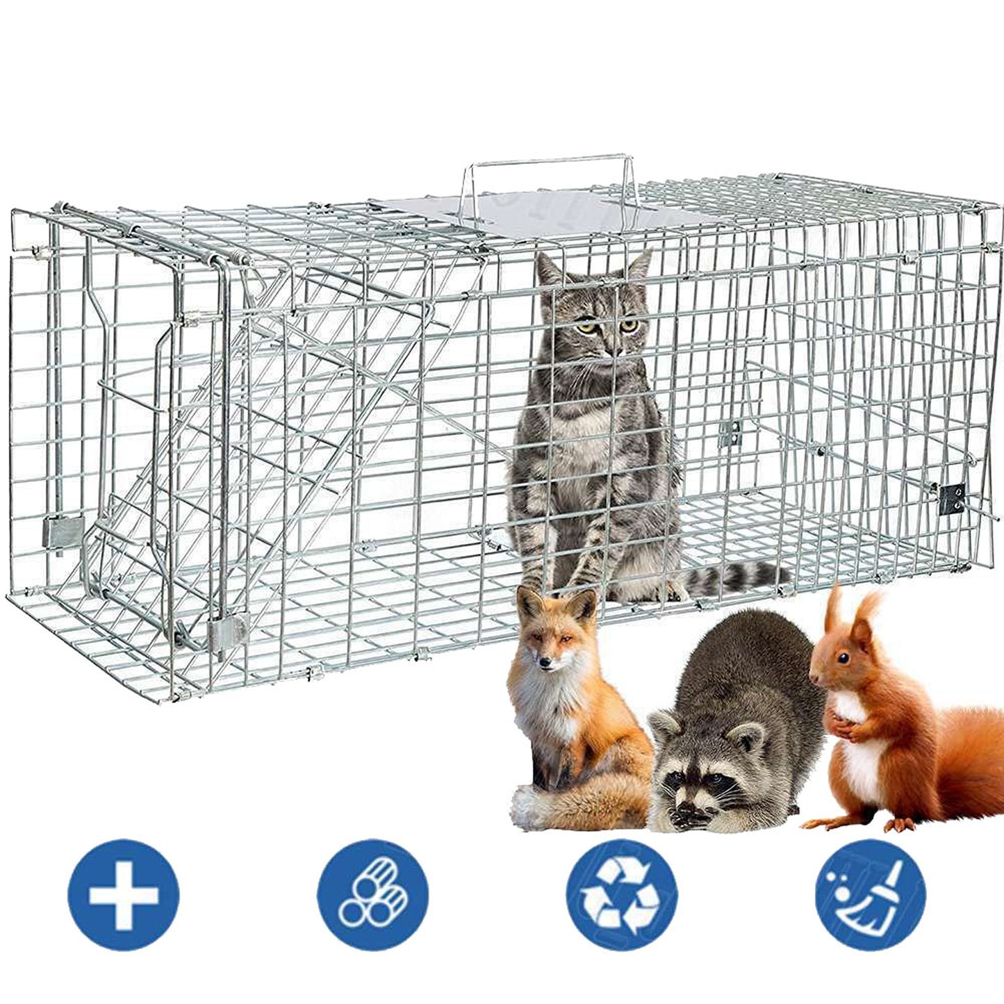 Live Catch Animal Trap Cage for Possum Cat Rabbit and Fox - Humane